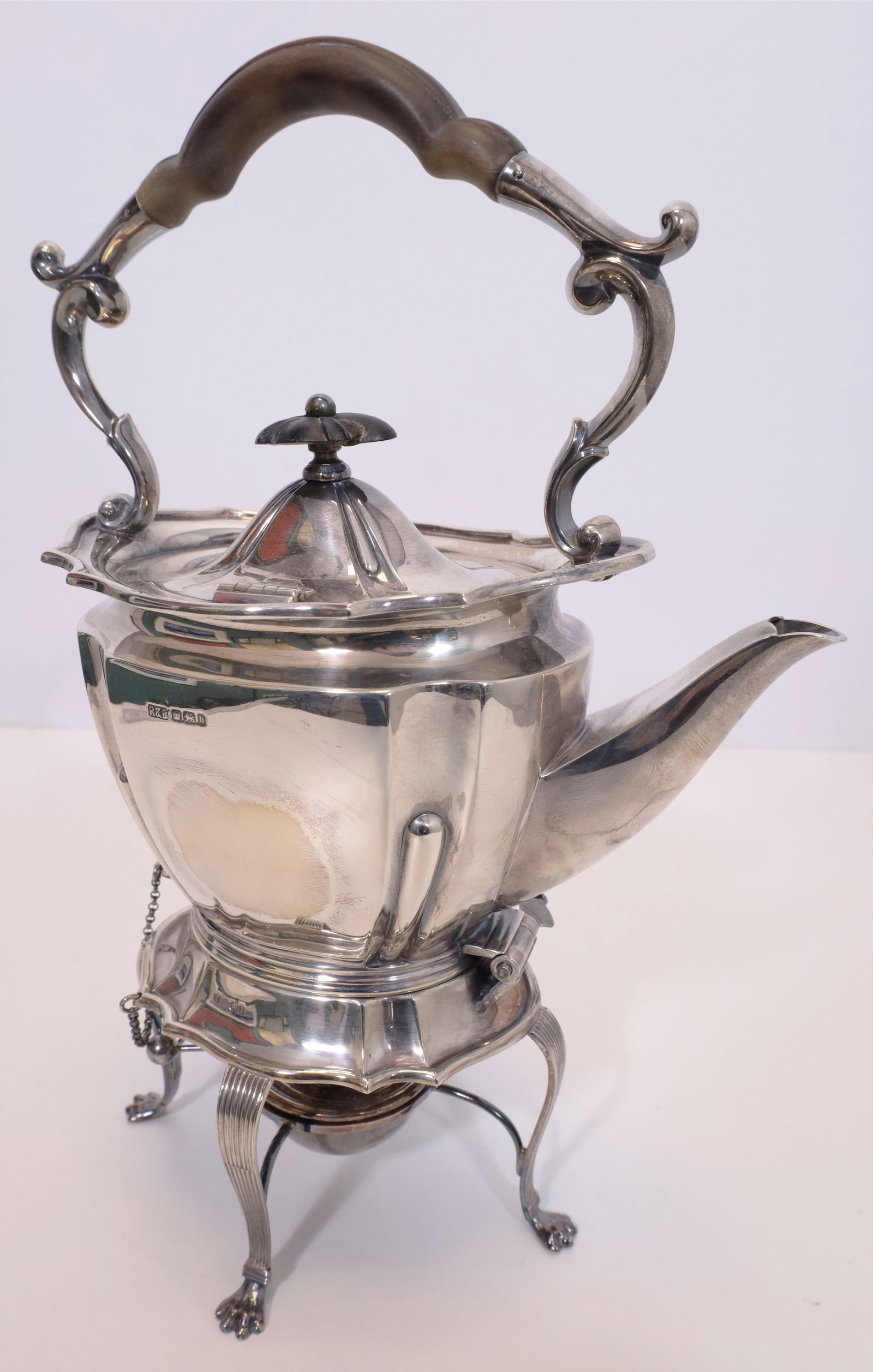 Teapot on rechaud. 925 silver. Sheffield. England. (1 of 14)