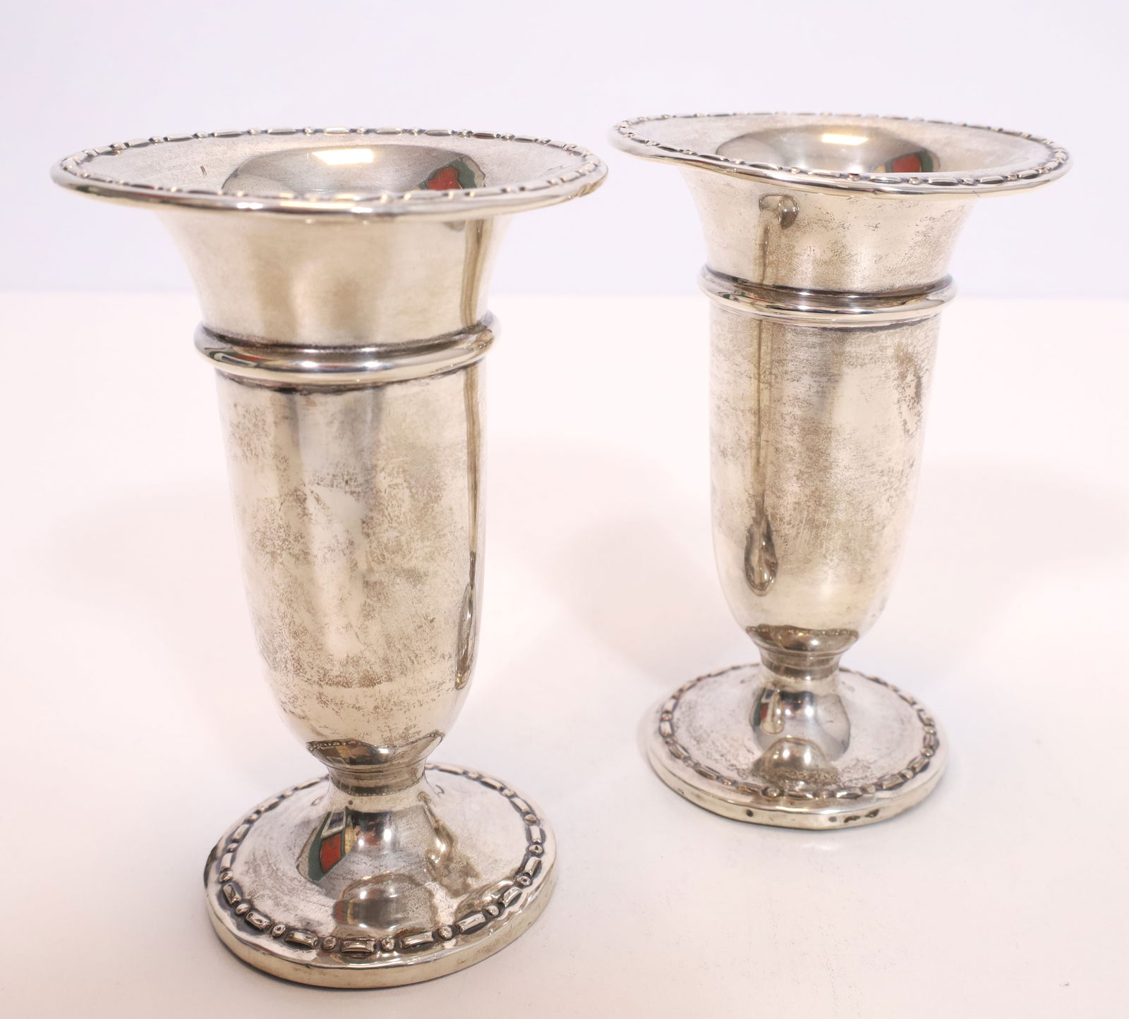 Pair of small trumpet vases. 925 silver. Birmingham. England. (1 of 8)