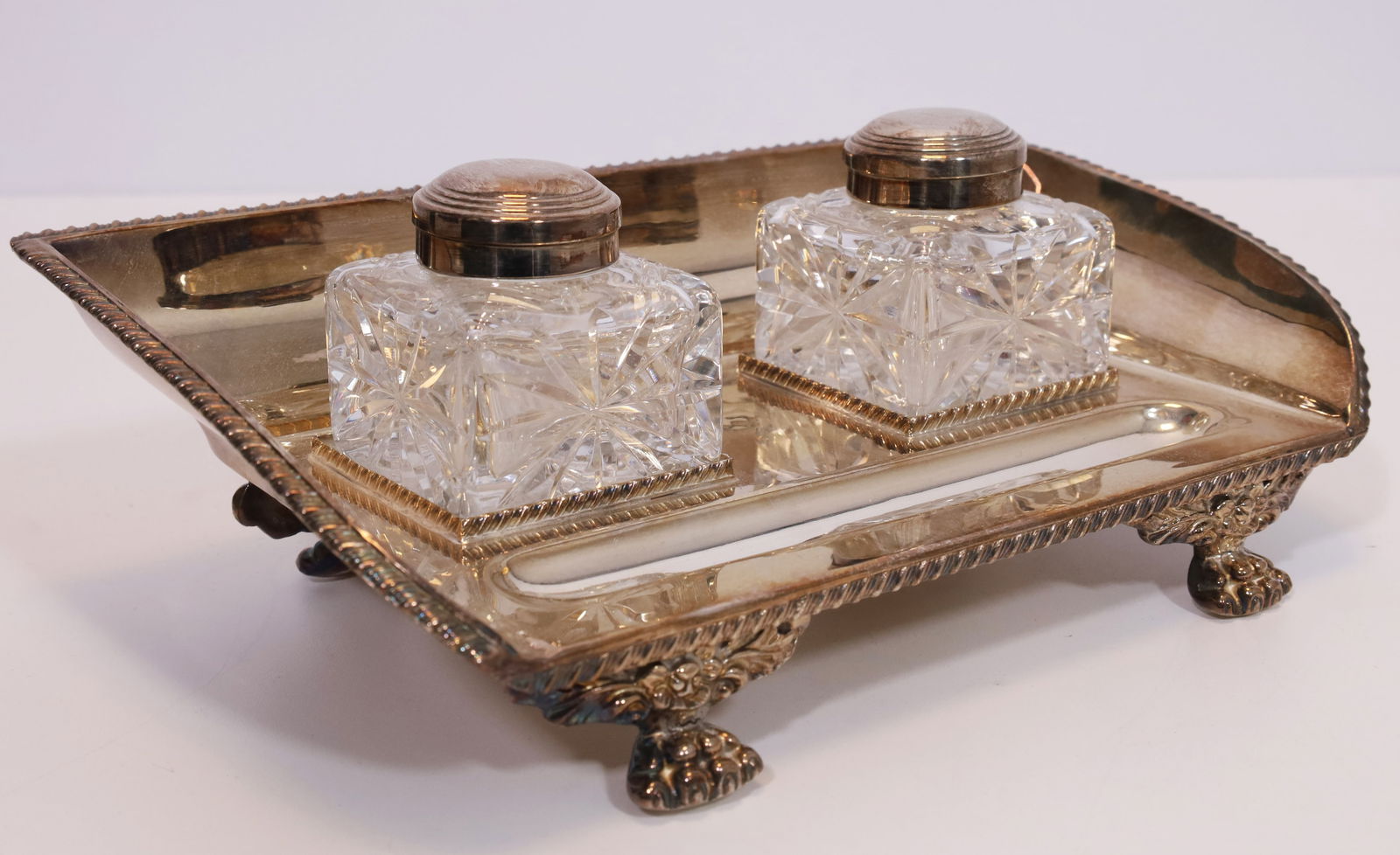 Desk accessory. Silver-plated metal with crystal glass. (1 of 11)