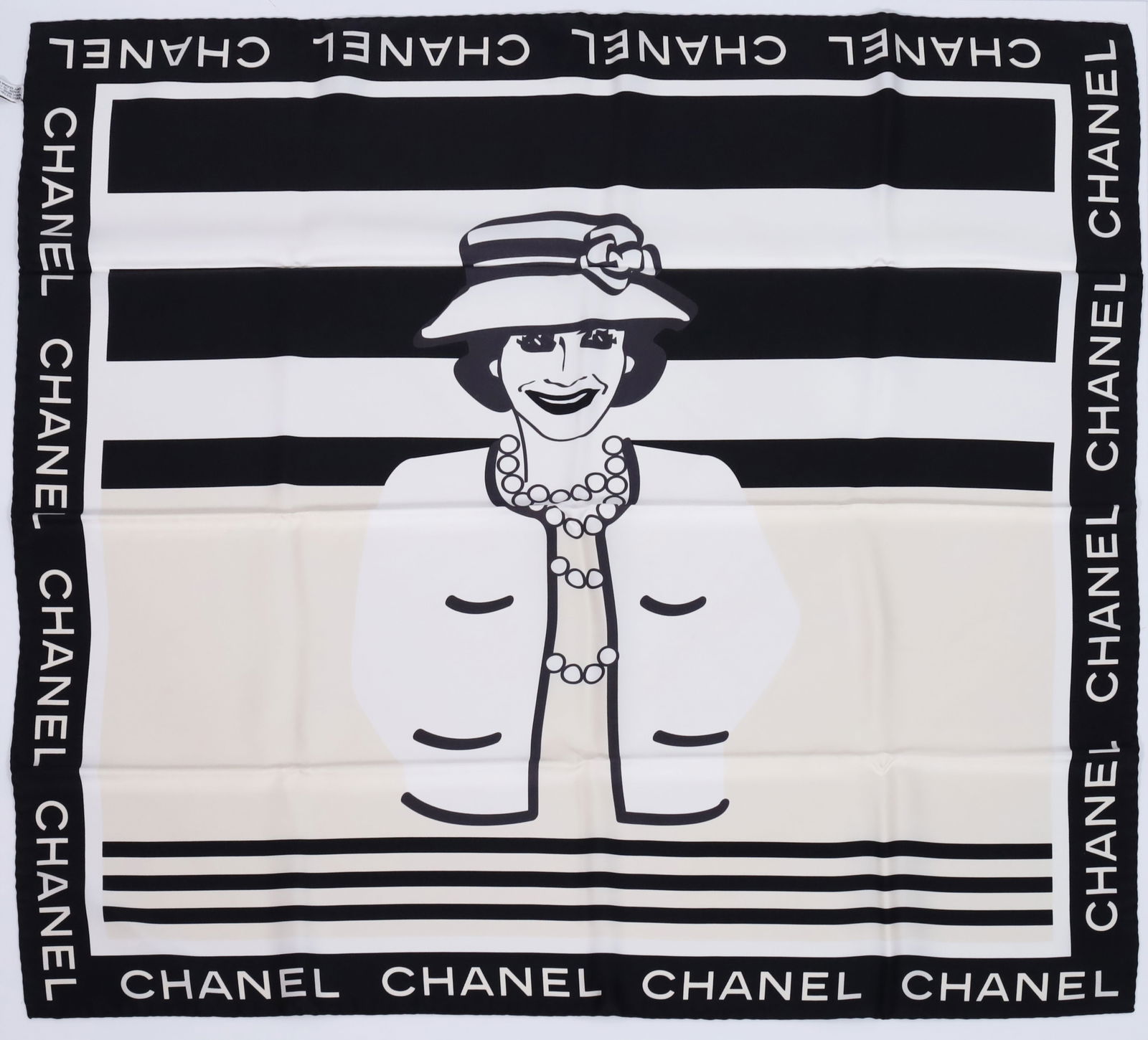 CHANEL silk scarf. Coco Chanel motif. (1 of 6)