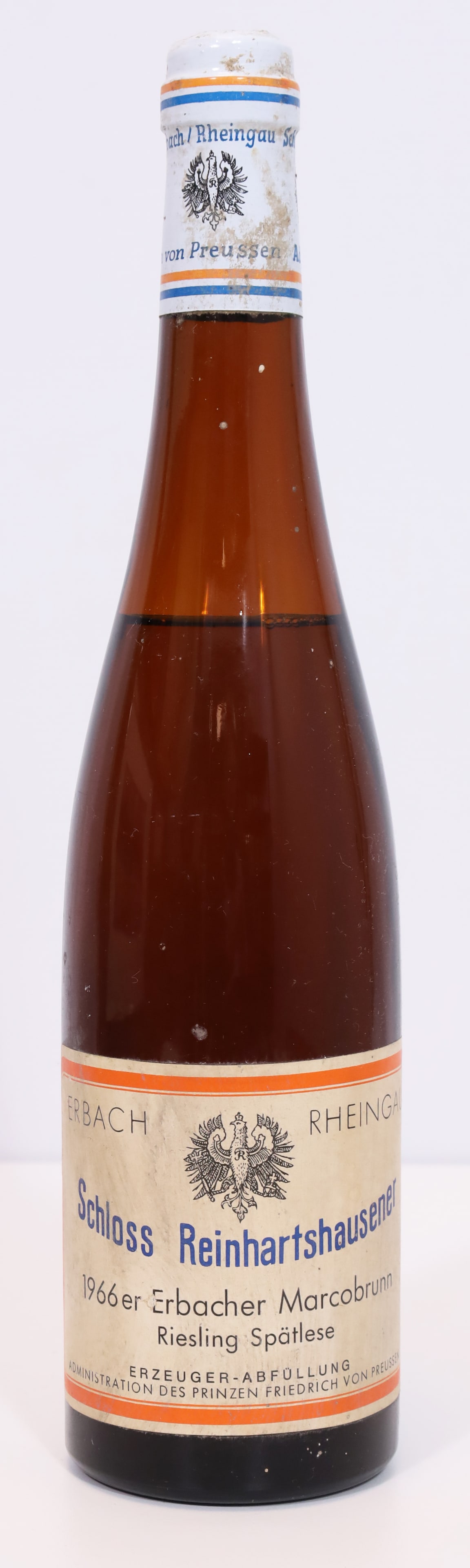 1 bottle of white wine. 1966 Schloss Reinhartshausen. Riesling Spätlese. Rheingau. (1 of 6)