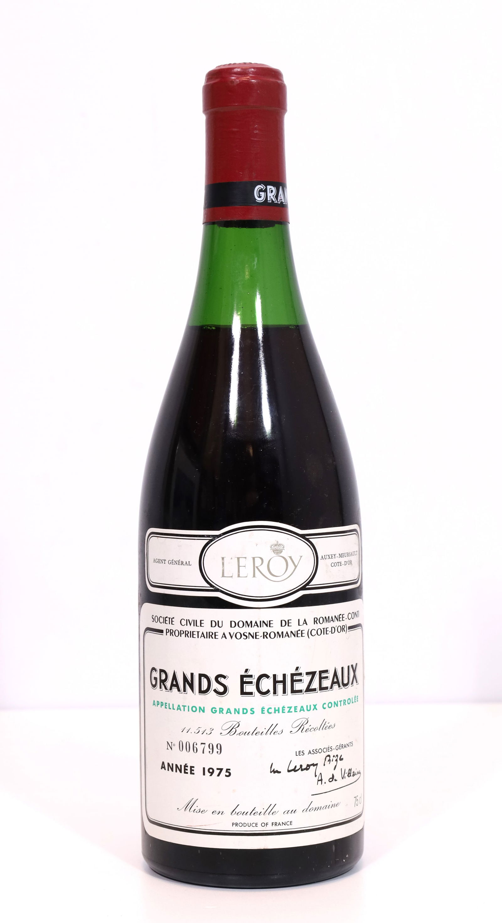 1 bottle of red wine. 1975 Grands Échézeaux. Romanée-Conti. (1 of 7)