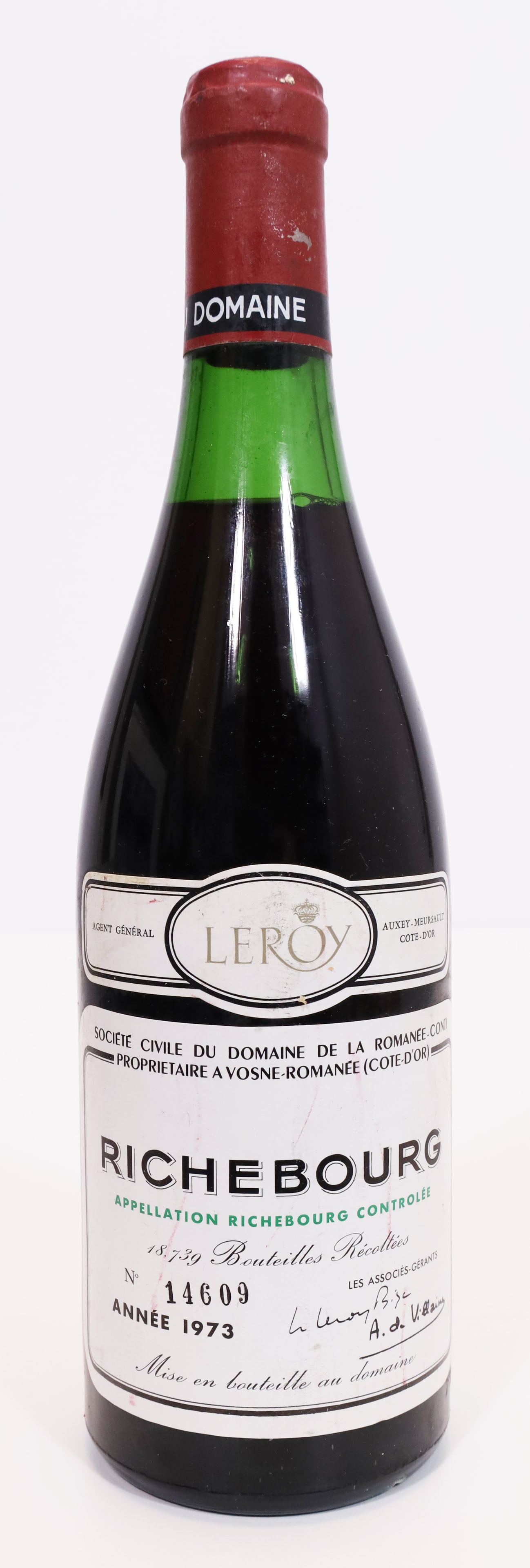 1 bottle of red wine. 1973 Richebourg. Romanée-Conti.: Red wine. 0.75 L. Number 14609. Stored in an air-conditioned wine cellar. See photos for condition. Category: Red wines / WinesPlease note shipping restrictions outside the EU! Only available to perso