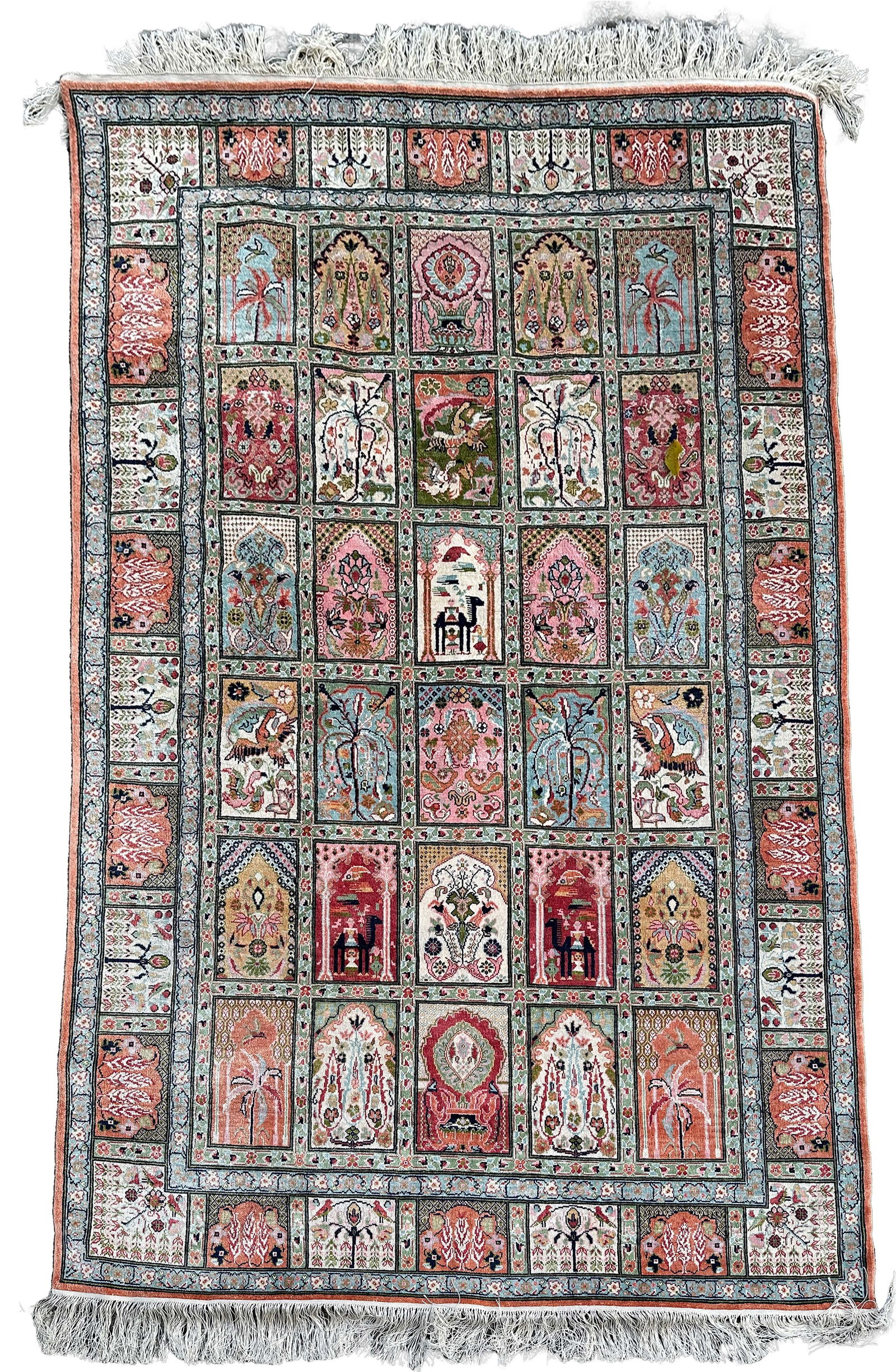 Silk carpet. Tunisia. Approx. 225 cm x 139 cm. Circa 1970. (1 of 8)