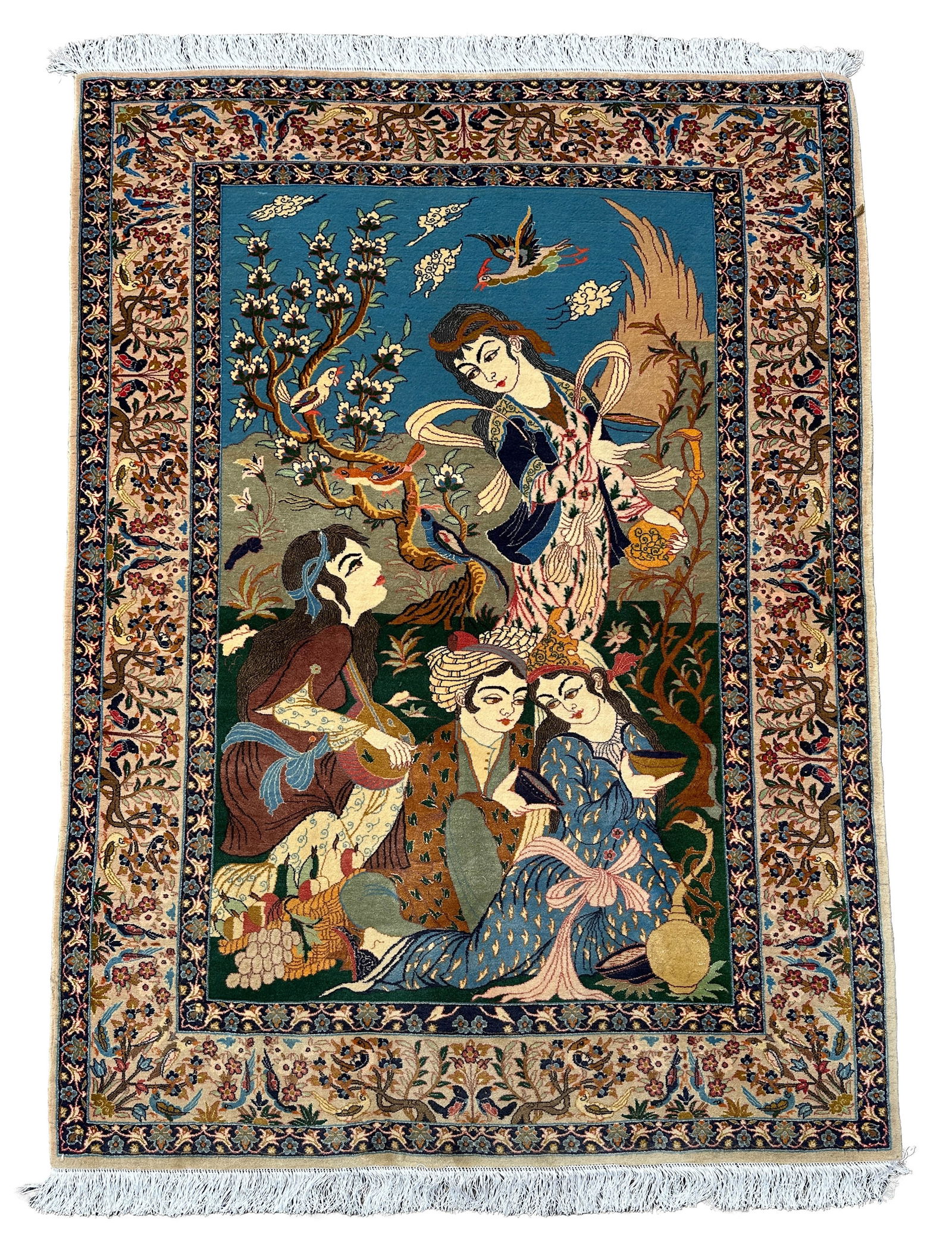 Isfahan. Tapestry. Fine. Approx. 162 cm x 110 cm. Circa 1970. (1 of 6)