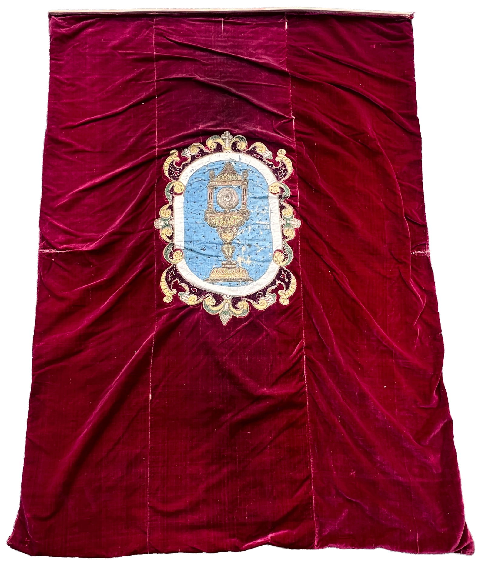 Antique religious silk textile. Approx. 214 cm x 145 cm. 18th century. (1 of 10)