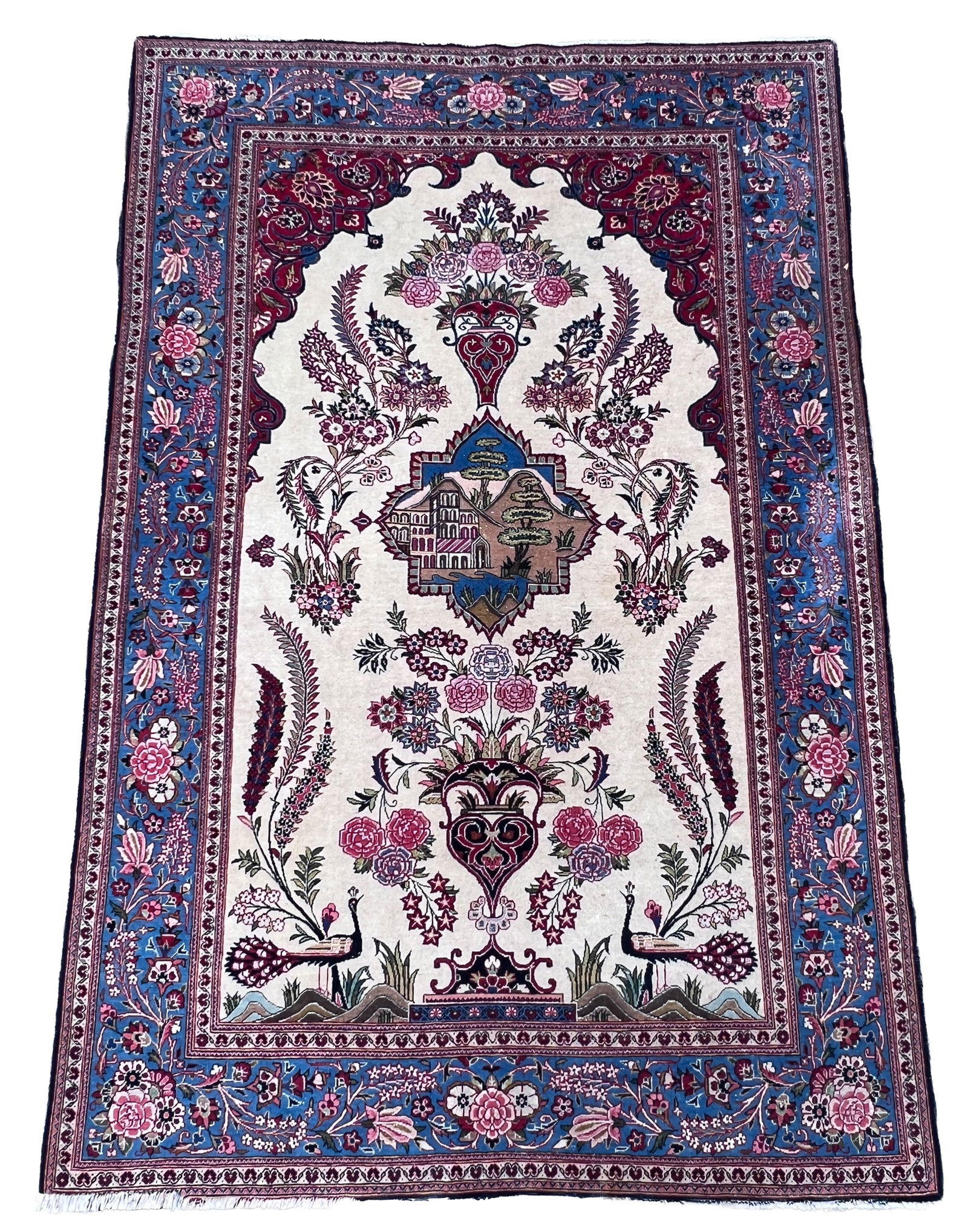 Keshan. Prayer rug. Approx. 202 cm x 130 cm. Circa 1940. (1 of 11)