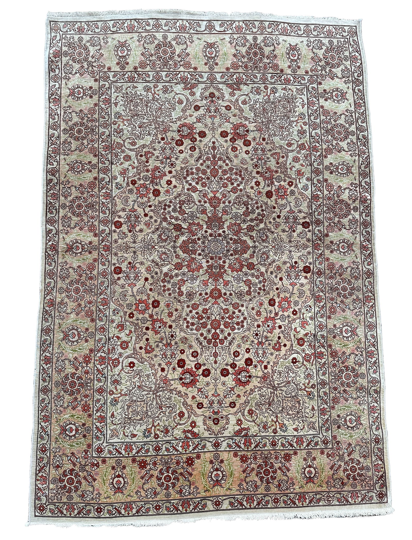 Hereke silk. Turkey. Signed. Approx. 163 cm x 110 cm. Circa 1970. (1 of 9)