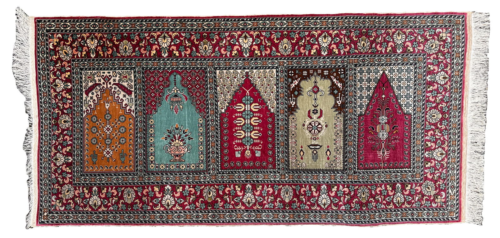 Kayseri Saf. Silk. Turkey. Approx. 160 cm x 78 cm. Circa 1970. (1 of 7)