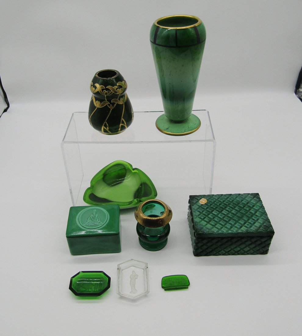 grouping of Green Czech, Malachite glass (1 of 6)