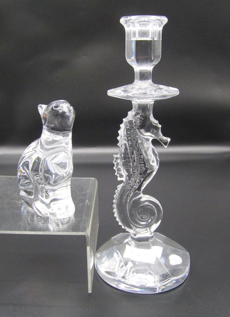 Waterford crystal seahorse candlestick and cat figurine (1 of 5)