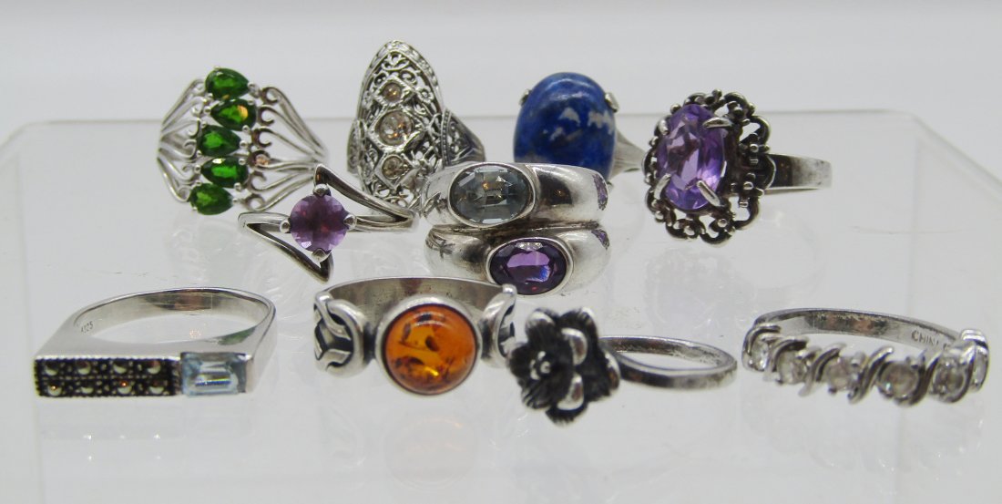 estate lot of 10 sterling Ladies rings (1 of 3)