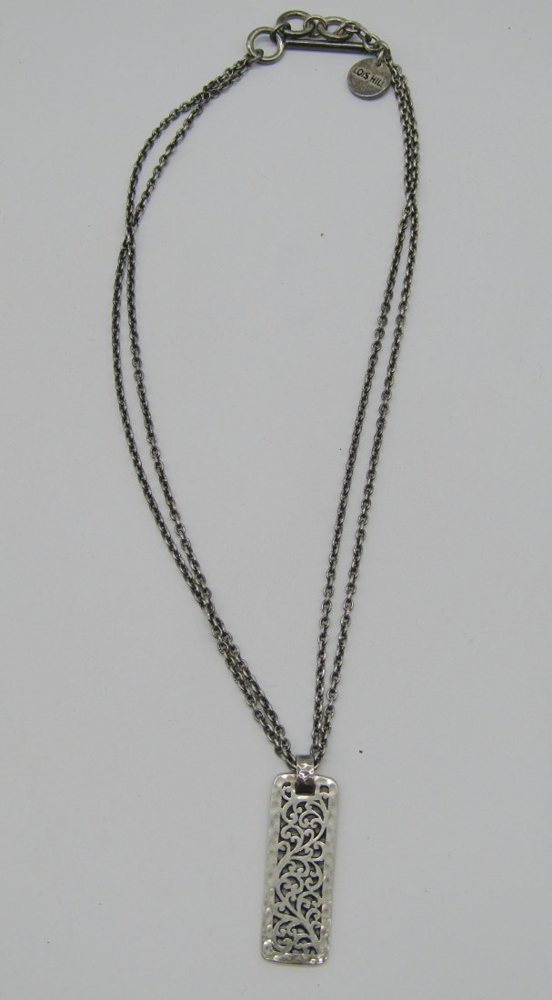 16" Lois hill sterling double strand necklace with pendant, toggle clasp (1 of 3)