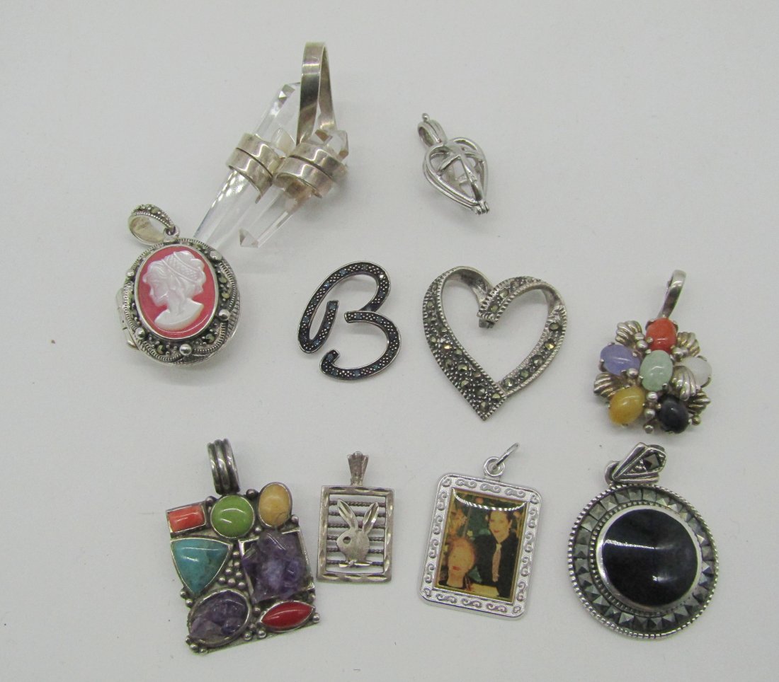 estate lot of 10 sterling pendants (1 of 2)