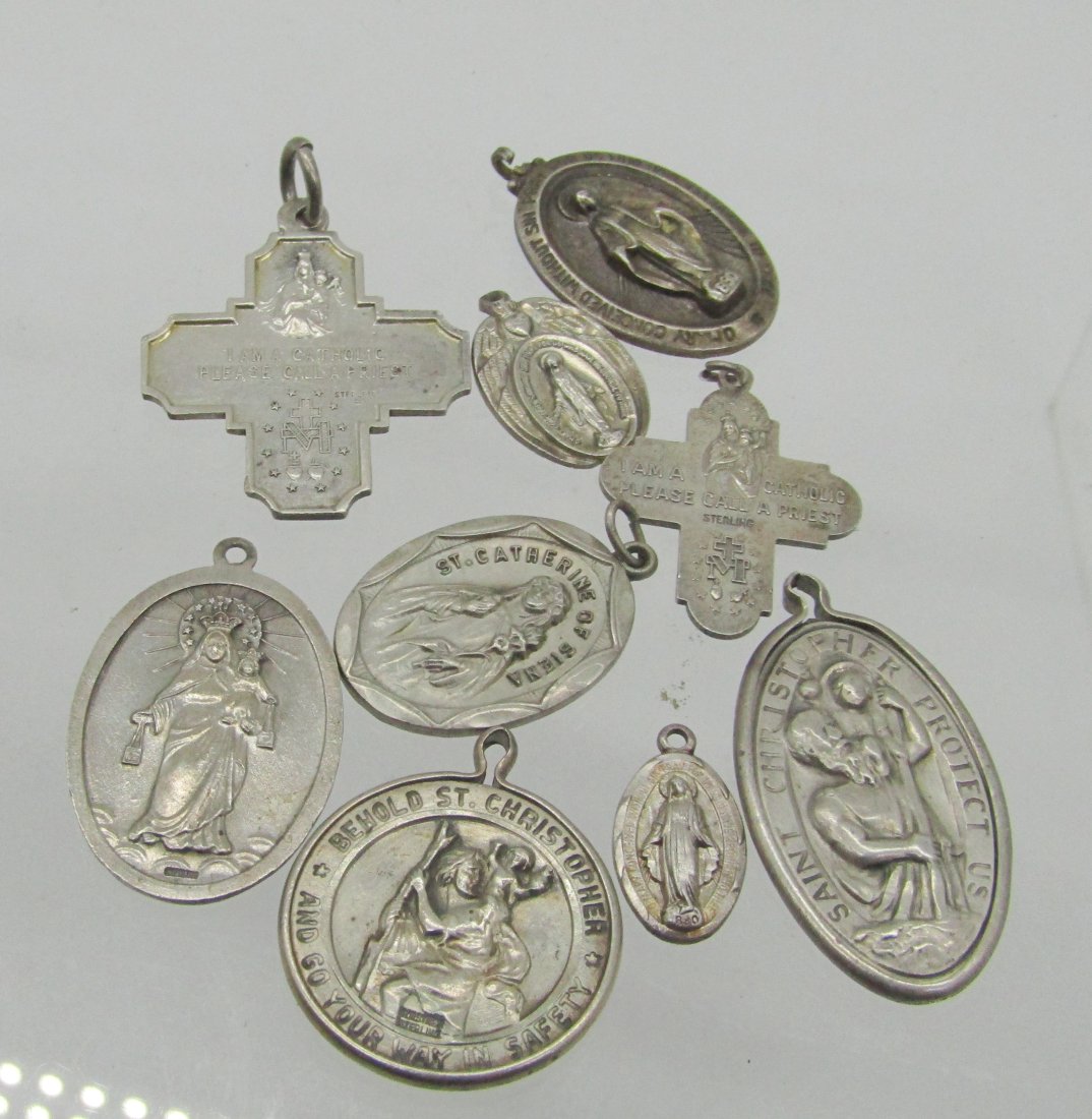 estate lot of sterling religious, Catholic charms, Saints (1 of 2)