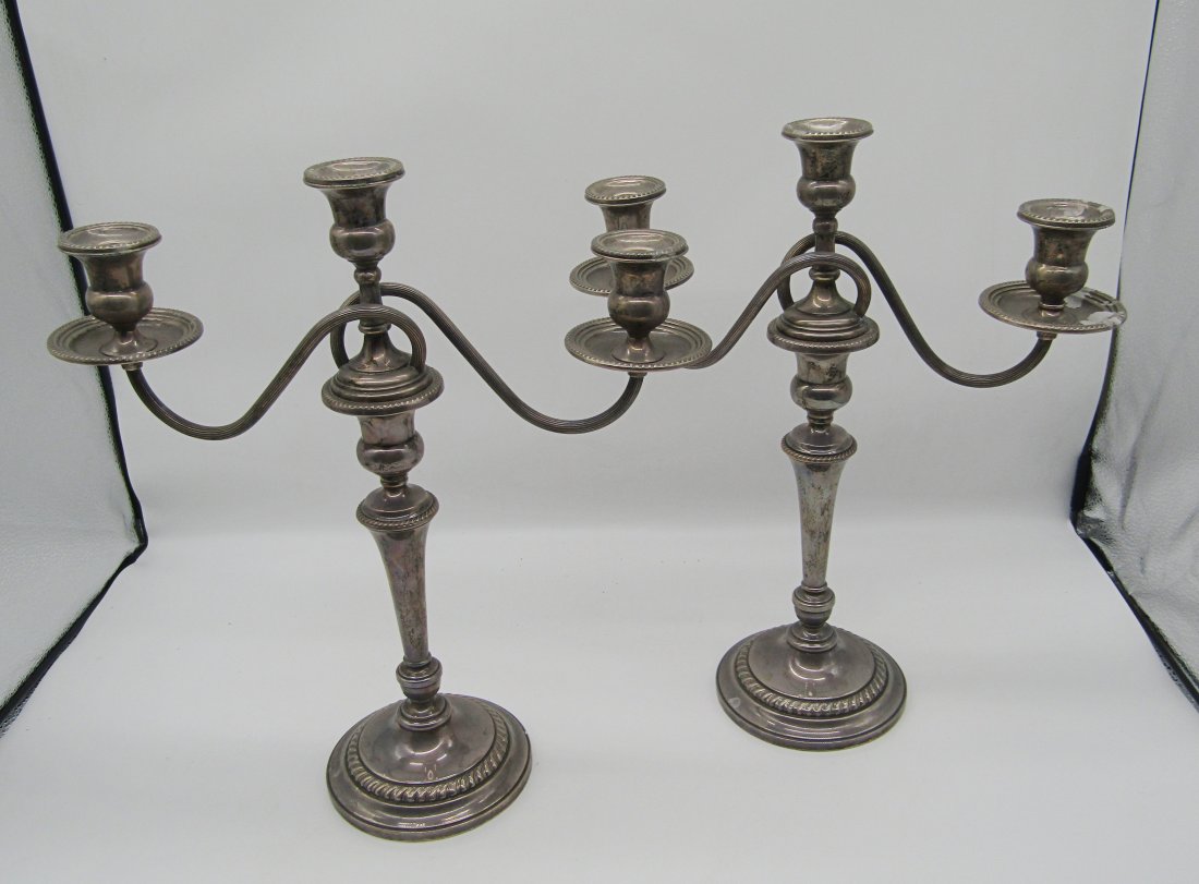pair of 15+1/2" sterling 3 arm candelabras by Frank M. Whiting (1 of 5)