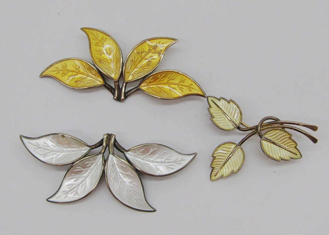 3 Scandinavian sterling and enamel pins Andersen, Jemax (1 of 2)