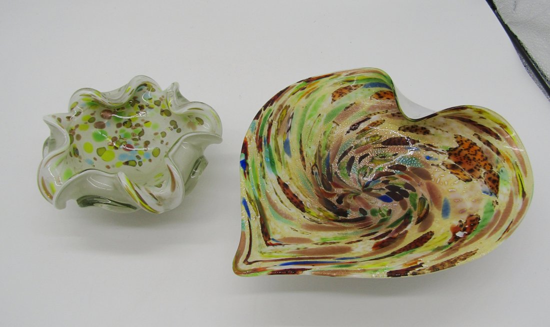 2 free form Murano art glass bowls (1 of 2)