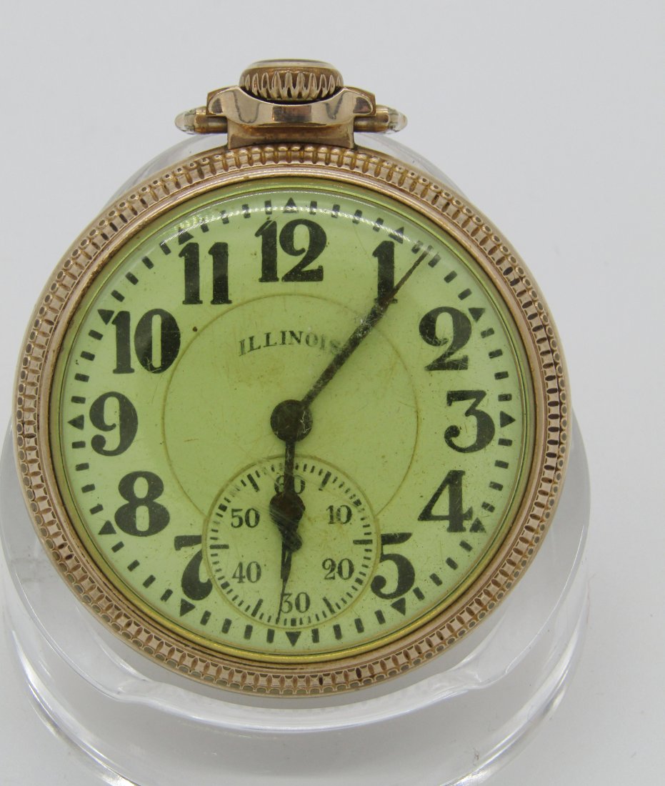16S Illinois Bunn special 60 hour Railroad grade pocket watch: vintage 16S Illinois Bunn Special, 60 hour railraod grade poacket watch. original 10KGF Bunn case, original double sunken porcelain dial. stem wind, lever set.