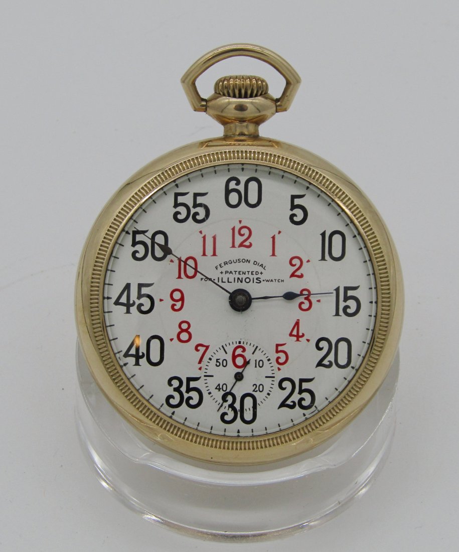 18S Illinois Bunn Special Railroad grade pocket watch with Ferguson dial: quality, 18S Illinois Bunn special pocket watch. J.Boss 10KGF case, Rare Ferguson Railraid dial. 24 jewels. stem wind, lever set. in immaculate running condition.