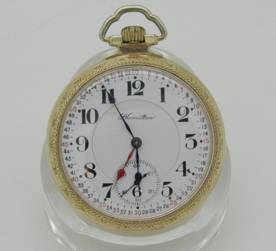 vintage Hamilton 16S, 992 Railroad pocket watch, Dual Time zone: Rare, Hamilton model 992 Railroad grade open face pocket watch. Dual Time Zone. 10KGF RR case. Montgomery dial. 21J double roller movement, adj. 5poss.