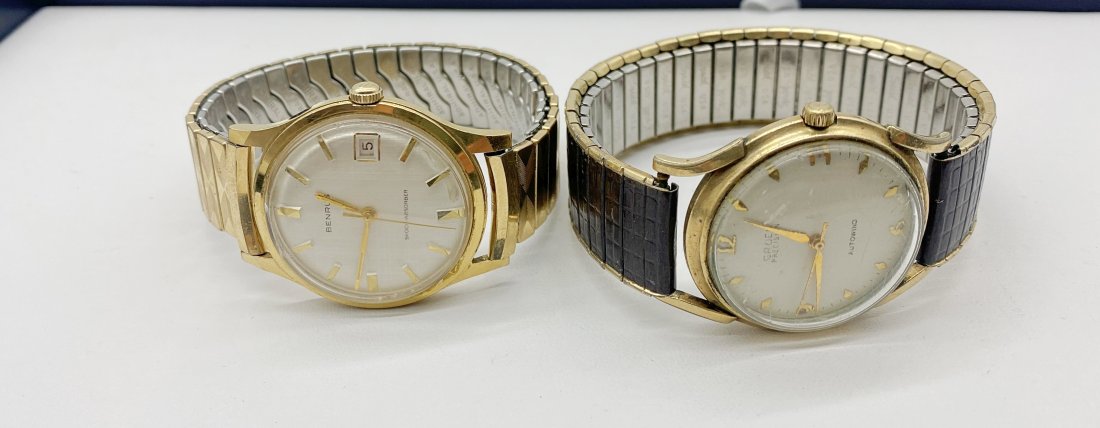 Two Vintage Men's Wrist Watches Benrus and Gruen: Lot to include Gruen Precision automatic and Benrus manual wind.