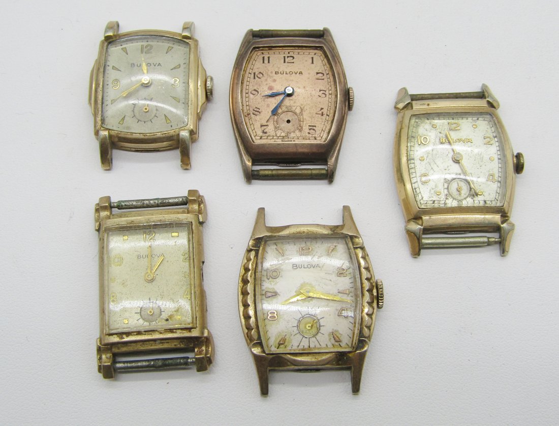 lot of Vintage Bulova watches: 5 vintage mid size Bulova watches.