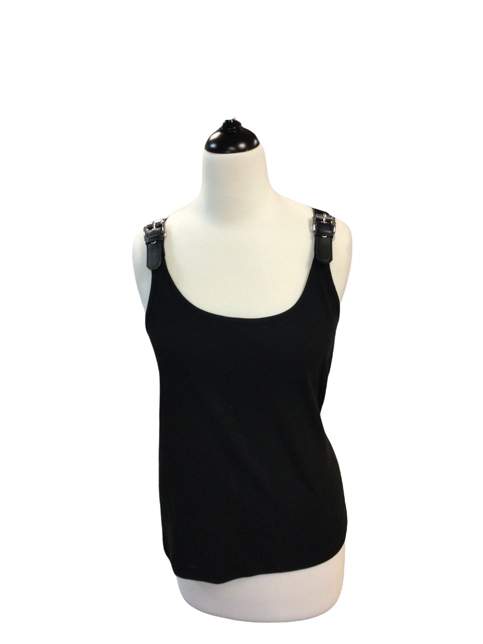 Michael Kors Black Sleeveless Top with Silver Buckle Straps: Michael Kors Black Sleeveless Top with Silver Buckle Straps Size XL 95% cotton, 5% spandex Length 25" Condition very good