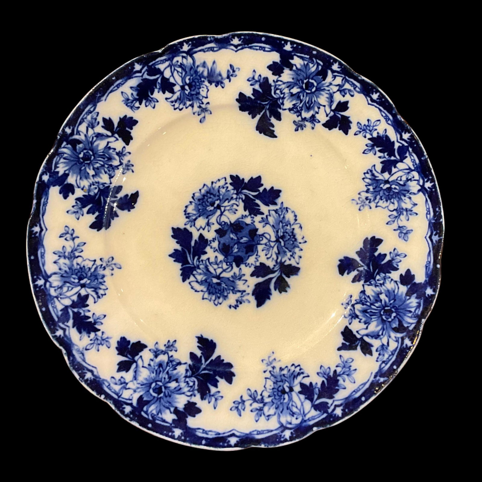 English Flow Blue China Plate (1 of 2)