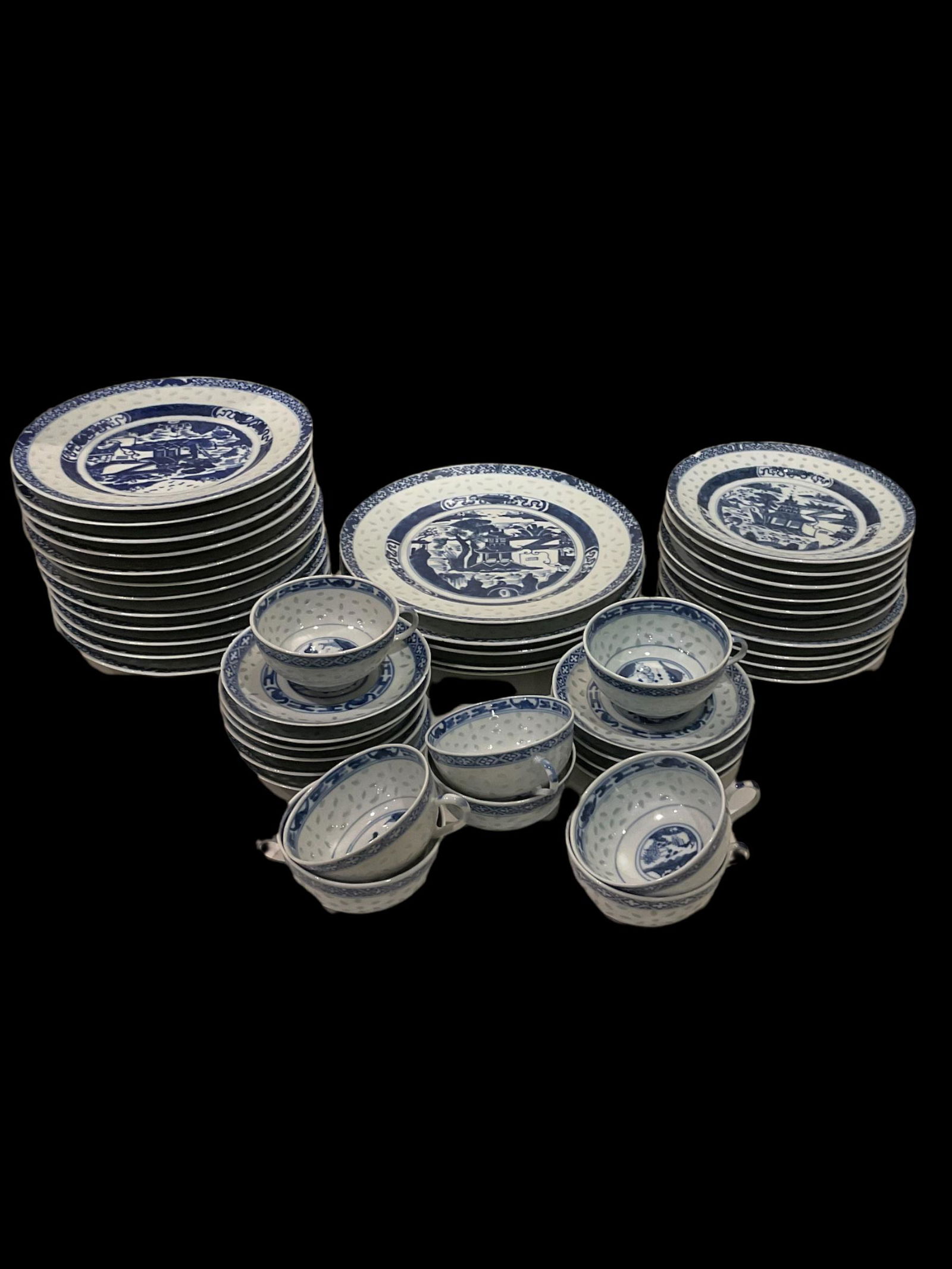 Set of 61 Assorted Chinese Blue and White Porcelain Dishes (1 of 6)