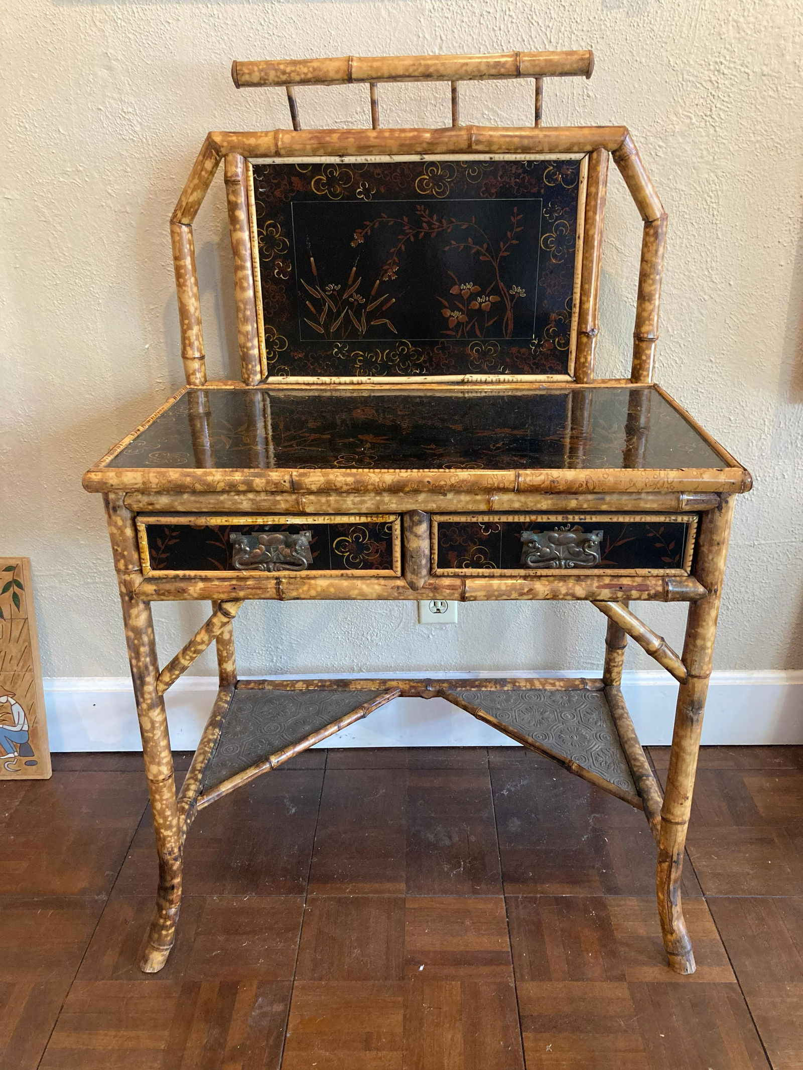 English Faux Bamboo Desk Vanity (1 of 6)