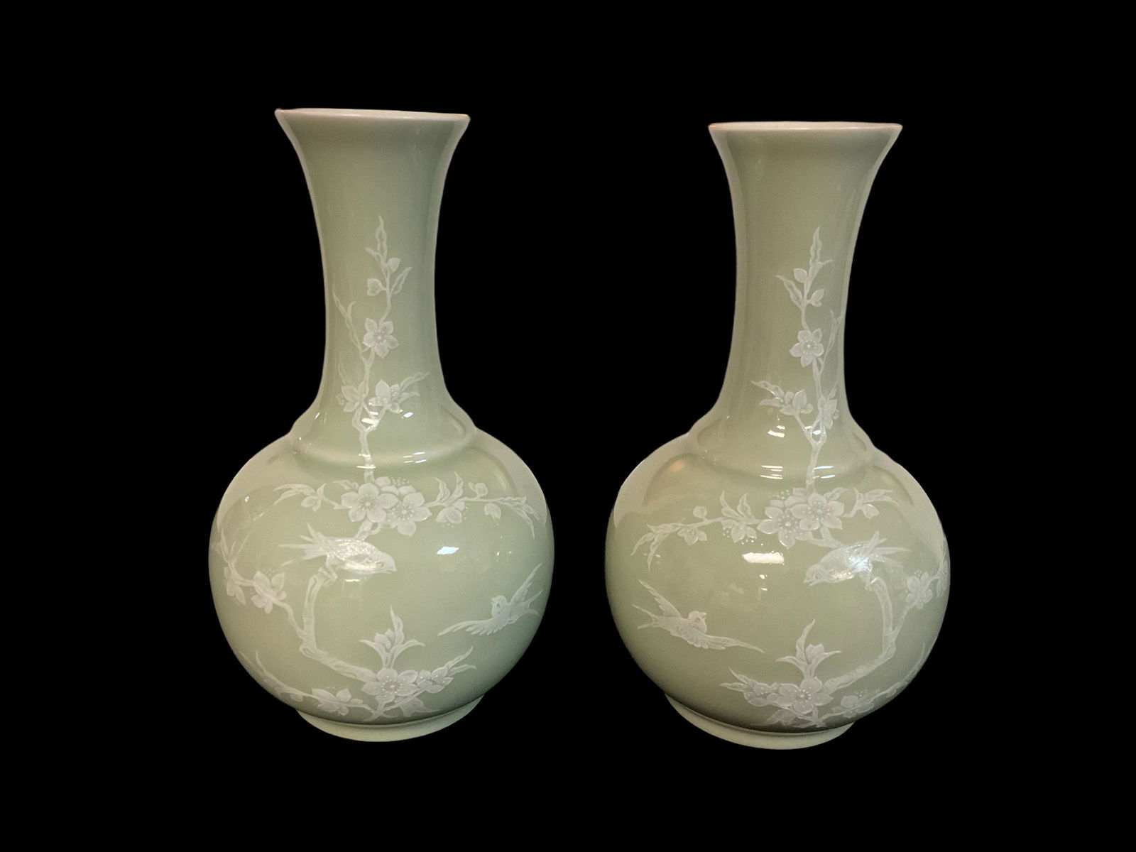Asian Celadon Vases Pair (1 of 8)