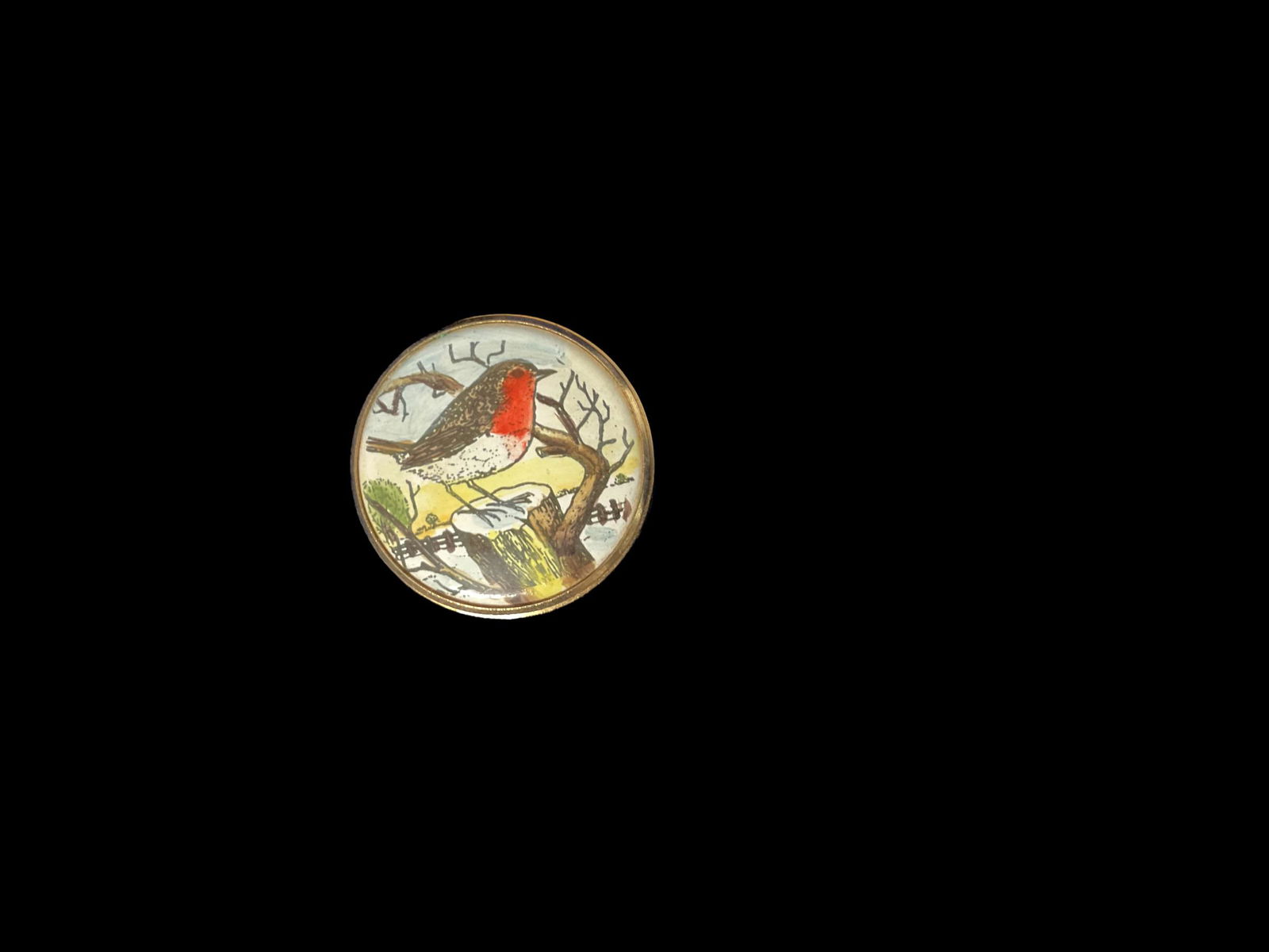 Halcyon Days Mini Enamel Round Trinket Box Robin Design with Box (1 of 5)