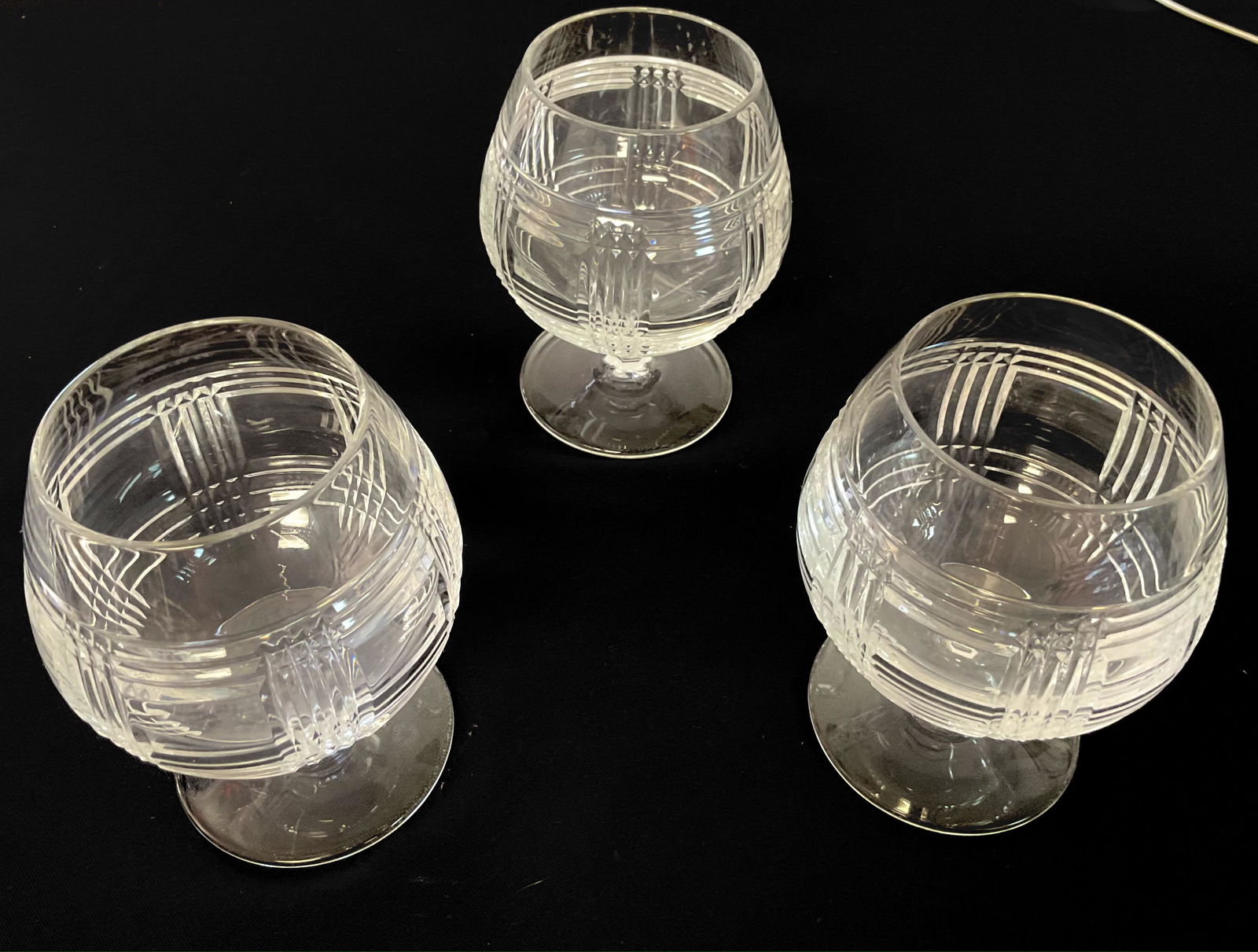 Set of 3 Ralph Lauren Crystal Glen Plaid Brandy Snifters (1 of 3)
