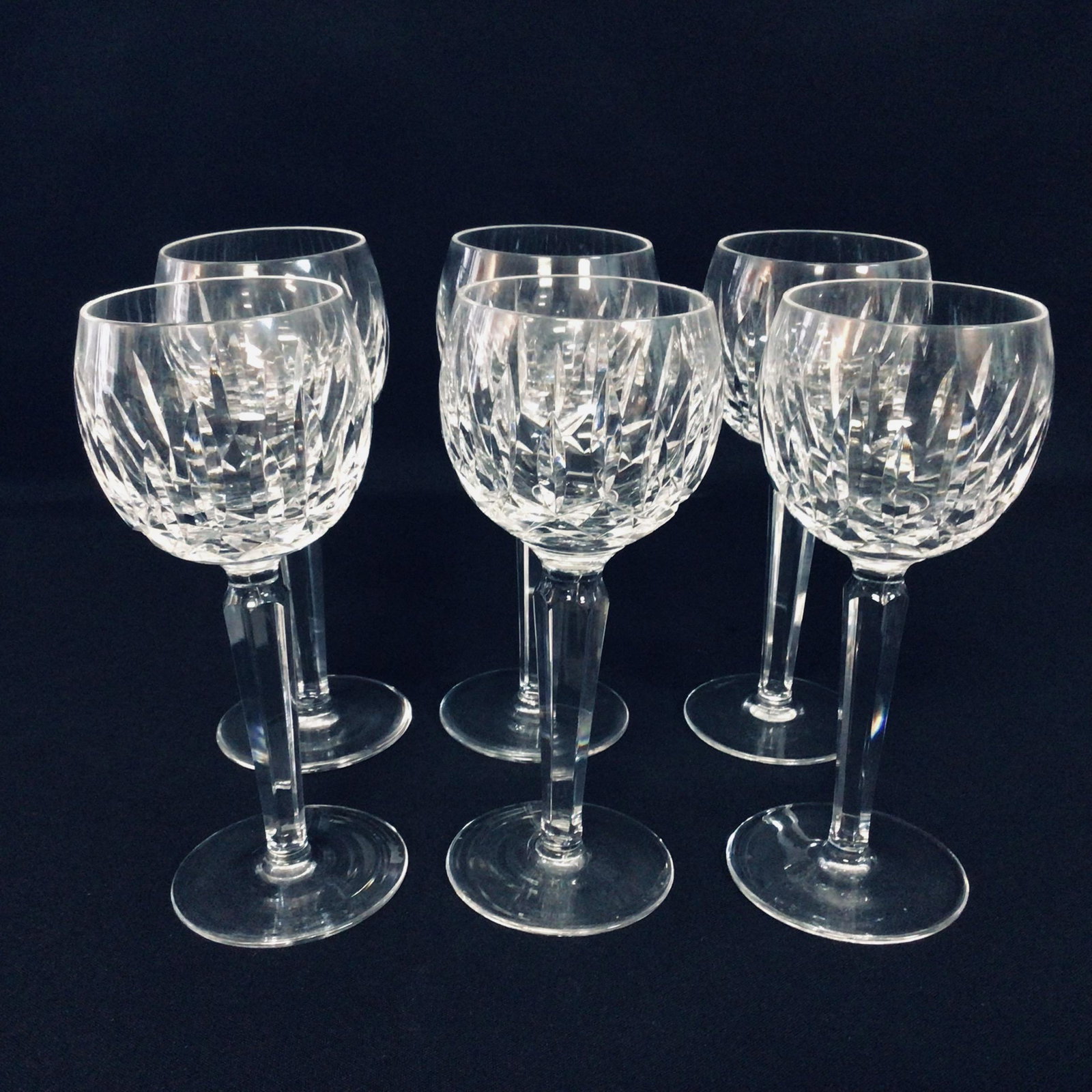 Waterford Crystal Kildaire Wine Hock Glasses Set of 6: Waterford Crystal Kildaire Wine Hock Glasses Set of 6 Glasses of 7 1/2" with plain base Condition very good