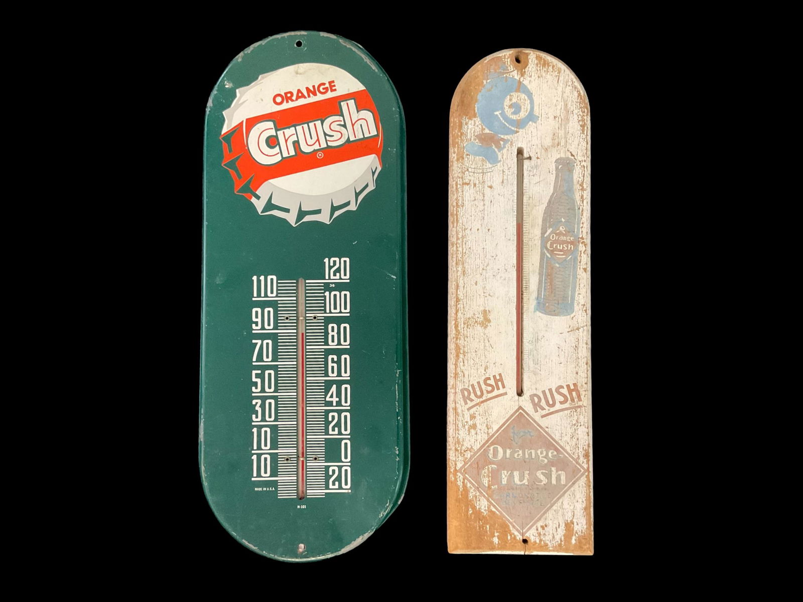 Pair of Orange Crush Vintage Thermometers (1 of 11)