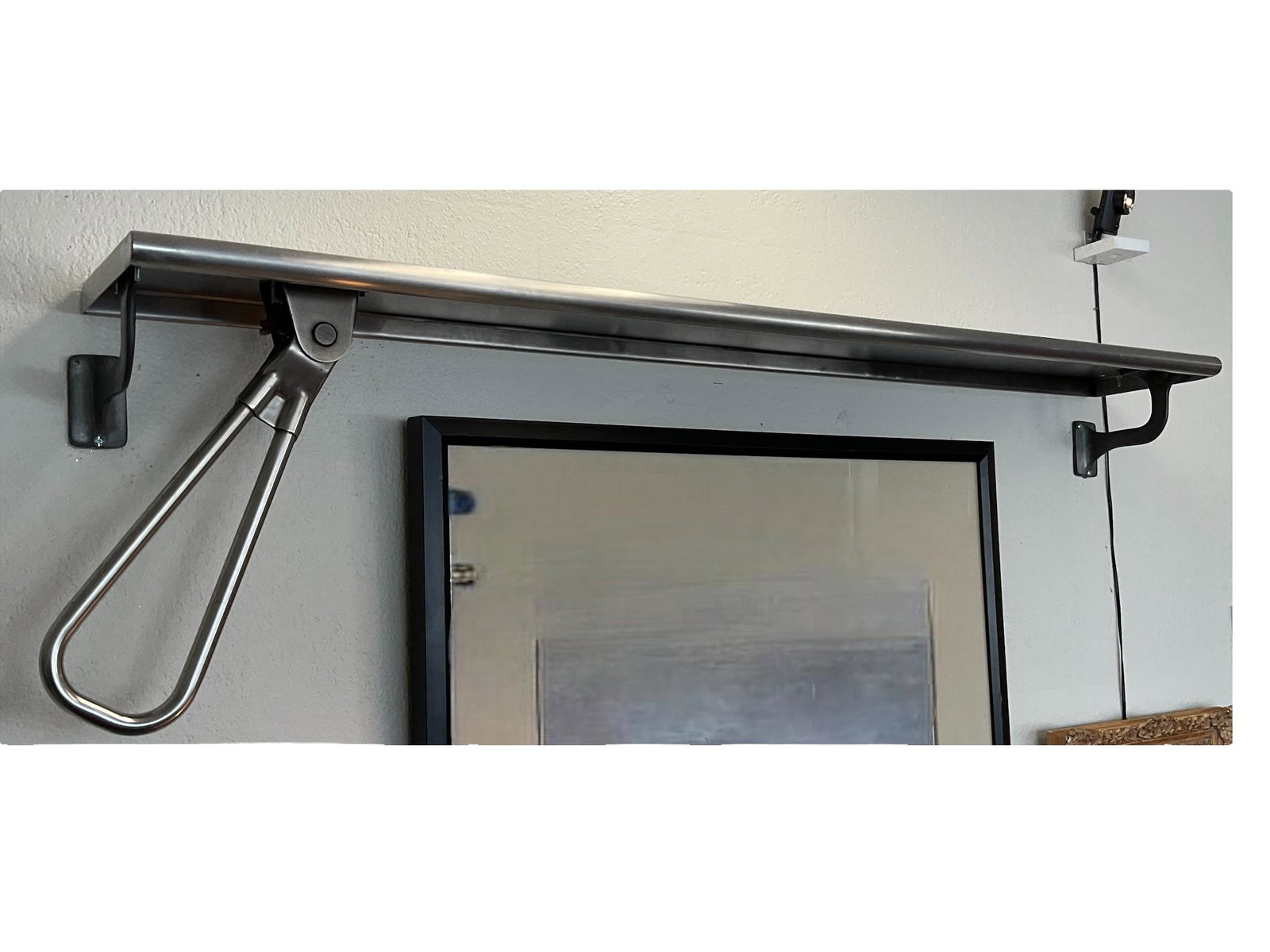 New York City Subway Handle Rack: New York City Subway Handle Rack, Measures 57 1/4" W x 8 3/4" D x 16" L with drop handle down, Condition very good