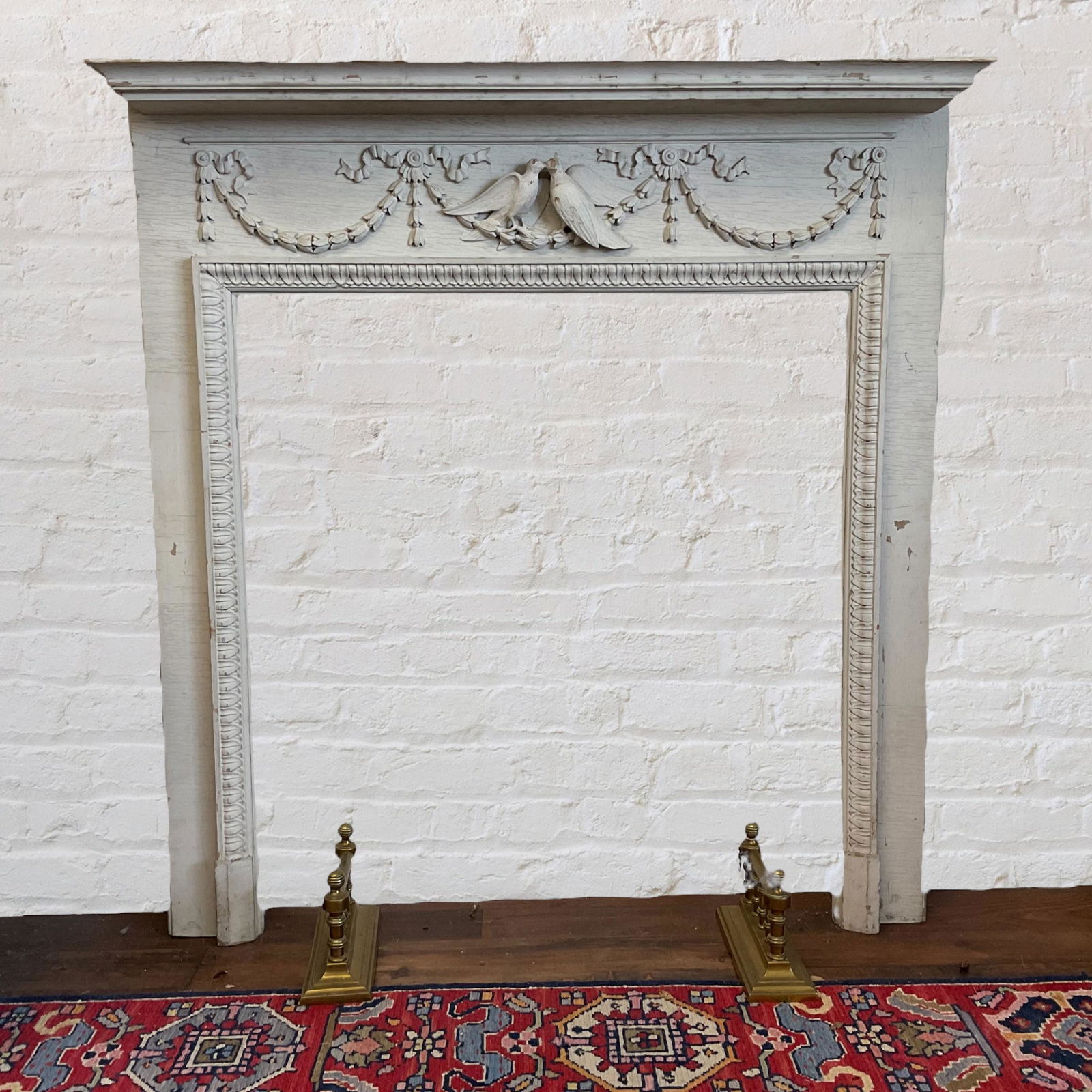 Decorative Wooden Fireplace Mantel with Carved Doves (1 of 9)