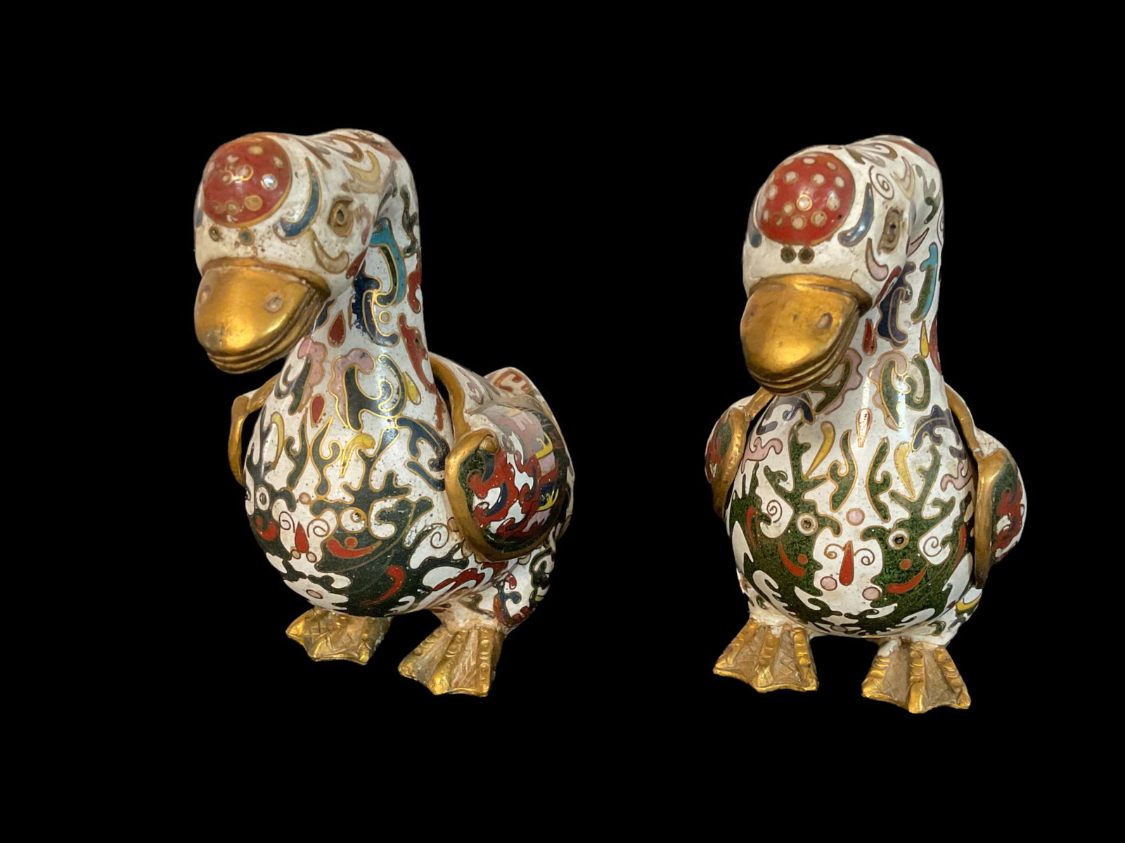 Pair of Chinese Enamel Duck Incense Burners (1 of 8)