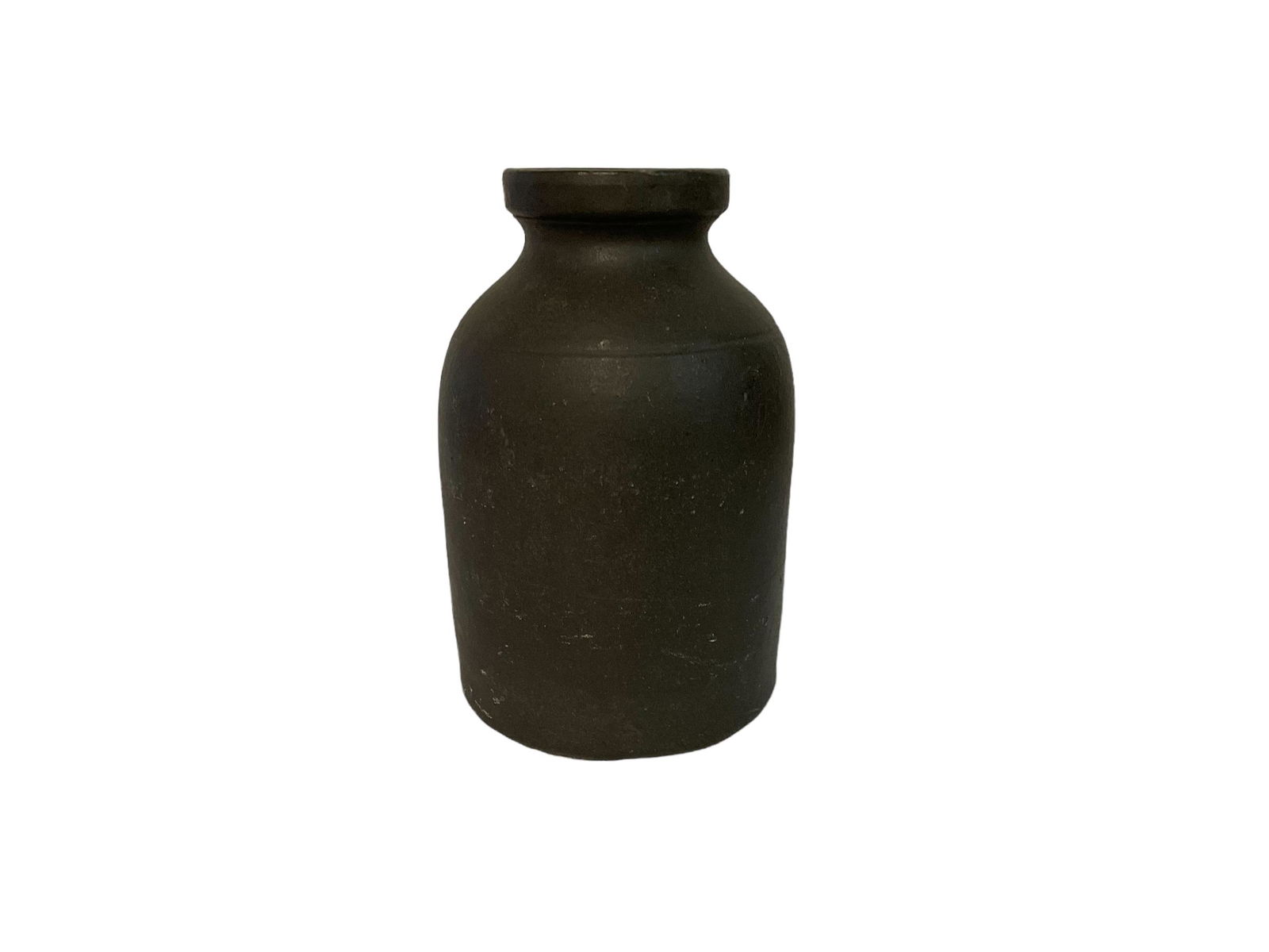 Dark Brown Stoneware Jar 8 1/4" height (1 of 3)