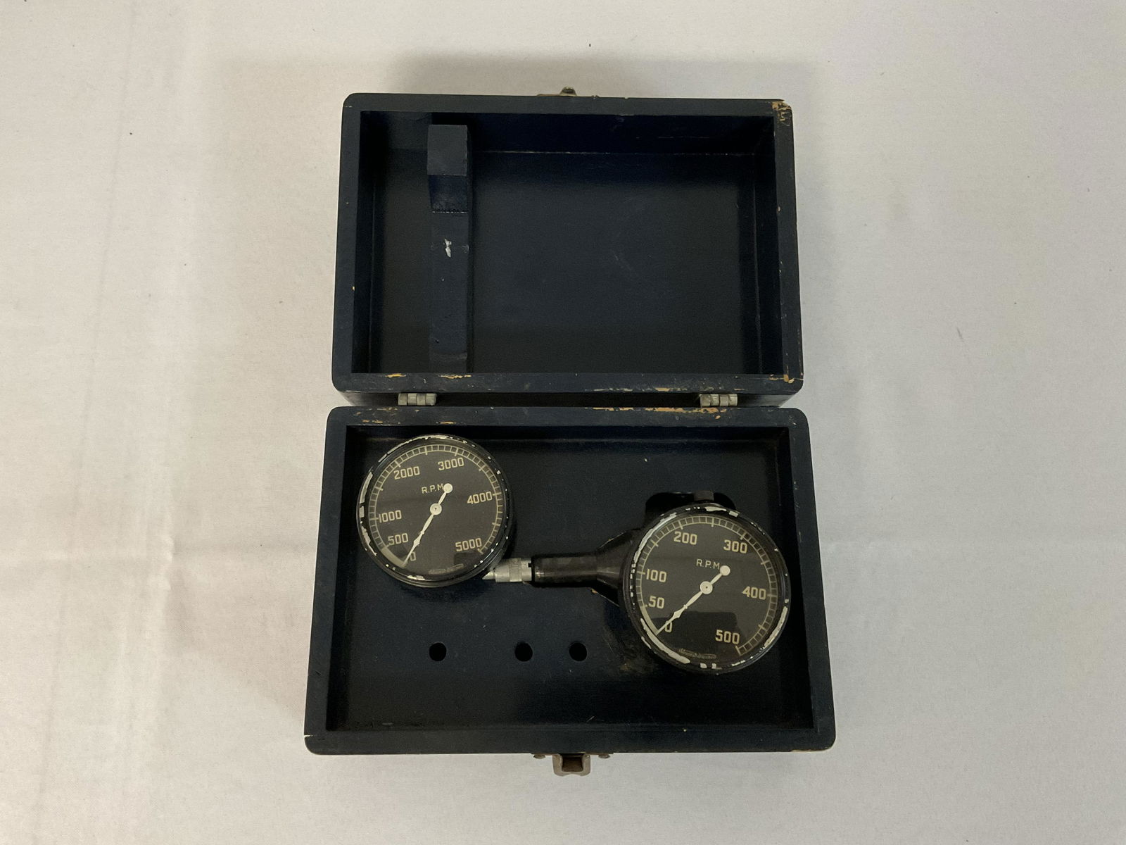 Two Stewart Warner Tachometers in Wood Case (1 of 3)