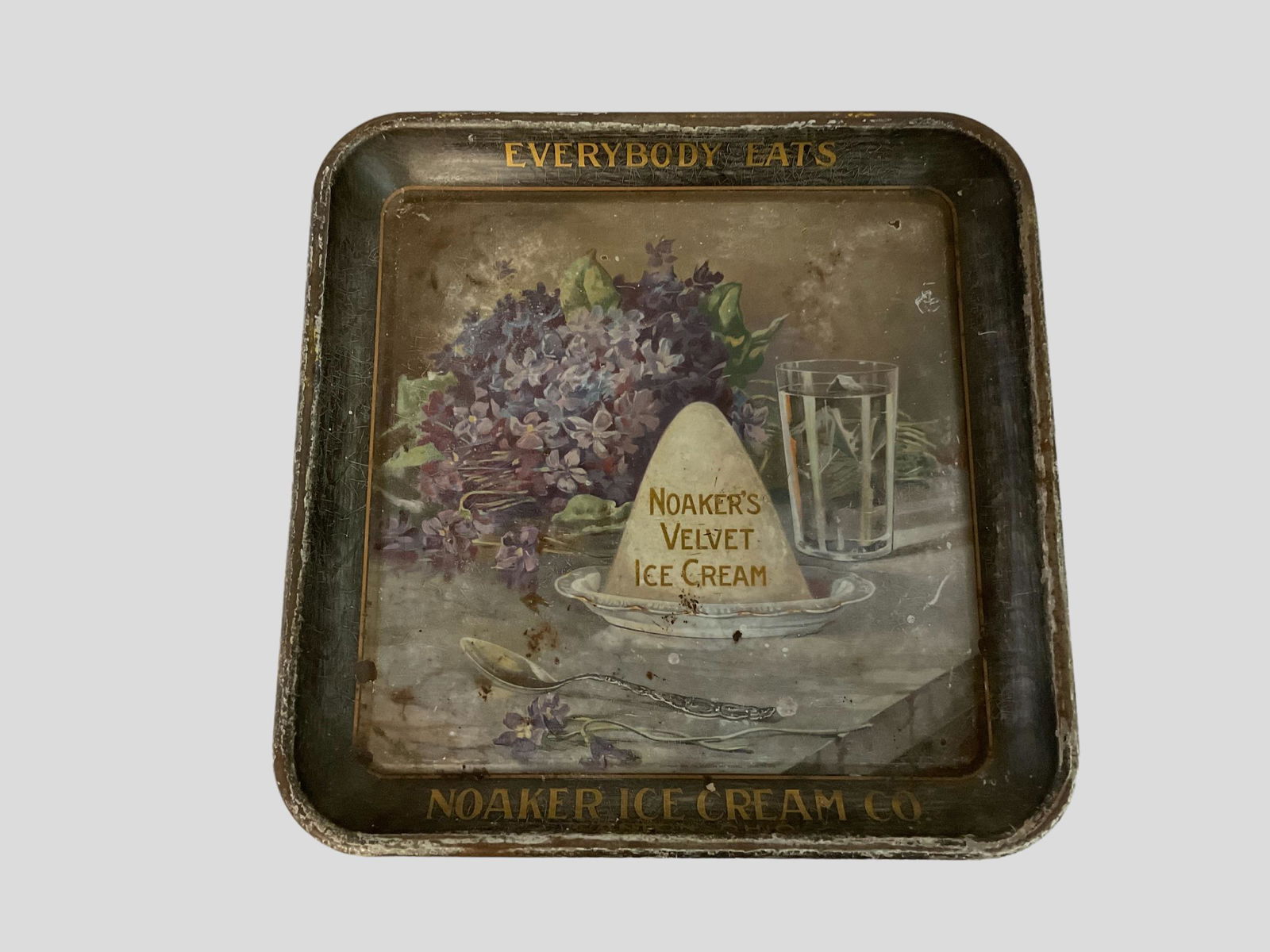 Noaker's Velvet Ice Cream Everybody Eats Metal Serving Tray Canton Ohio (1 of 3)