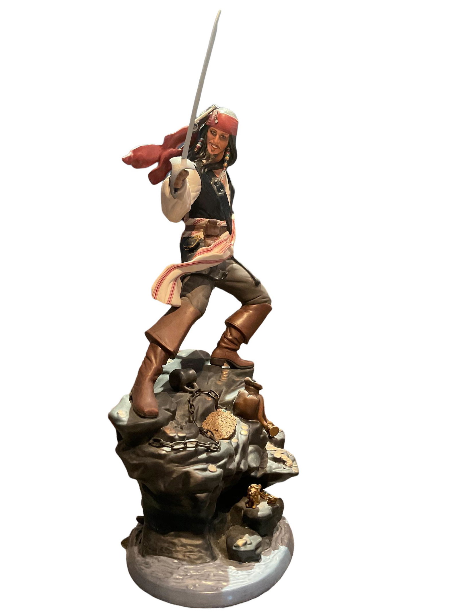 Walt Disney Classics Collection Captain Jack Sparrow Swashbuckling Scoundrel with COA and Box: Walt Disney Classics Collection Captain Jack Sparrow "Swashbuckling Scoundrel" from Disney's Pirates of the Caribbean, Sculpted by Tim Bruckner, with COA and Box, Measures 9" W x 12" H x 4 1/2" D, Con