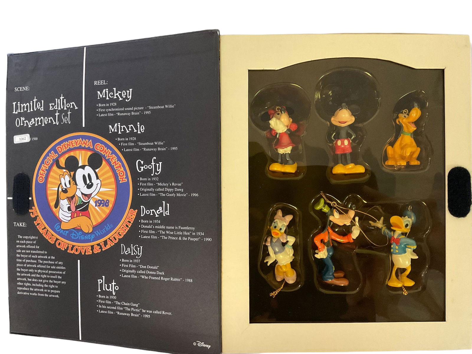 Official Disneyana Convention 1998 Limited Edition of 1,500 Ornament Set in Case 6 Ornaments (1 of 8)