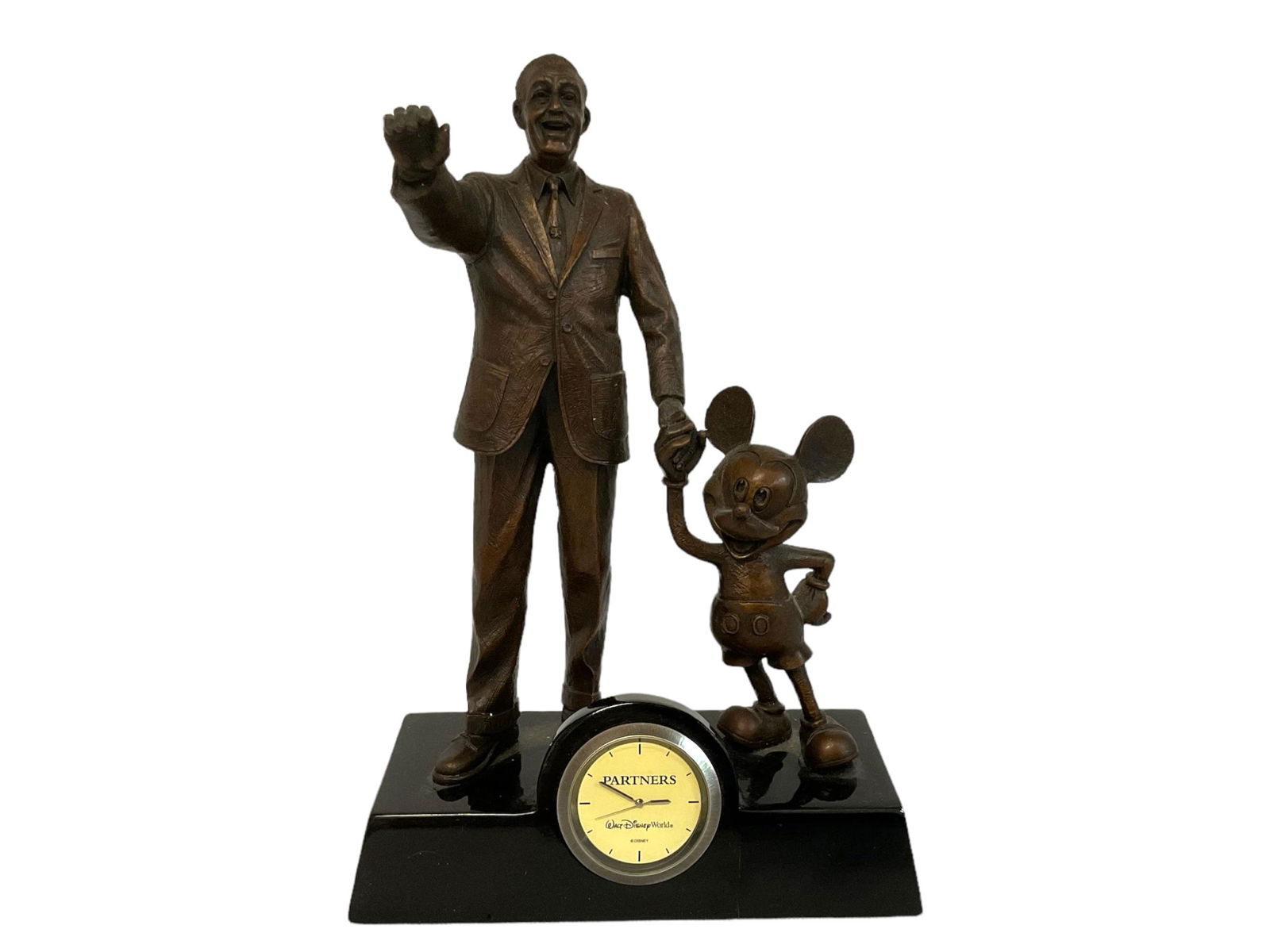 Walt Disney and Mickey Mouse Partners Replica Bronze Statue Desk Clock (1 of 8)