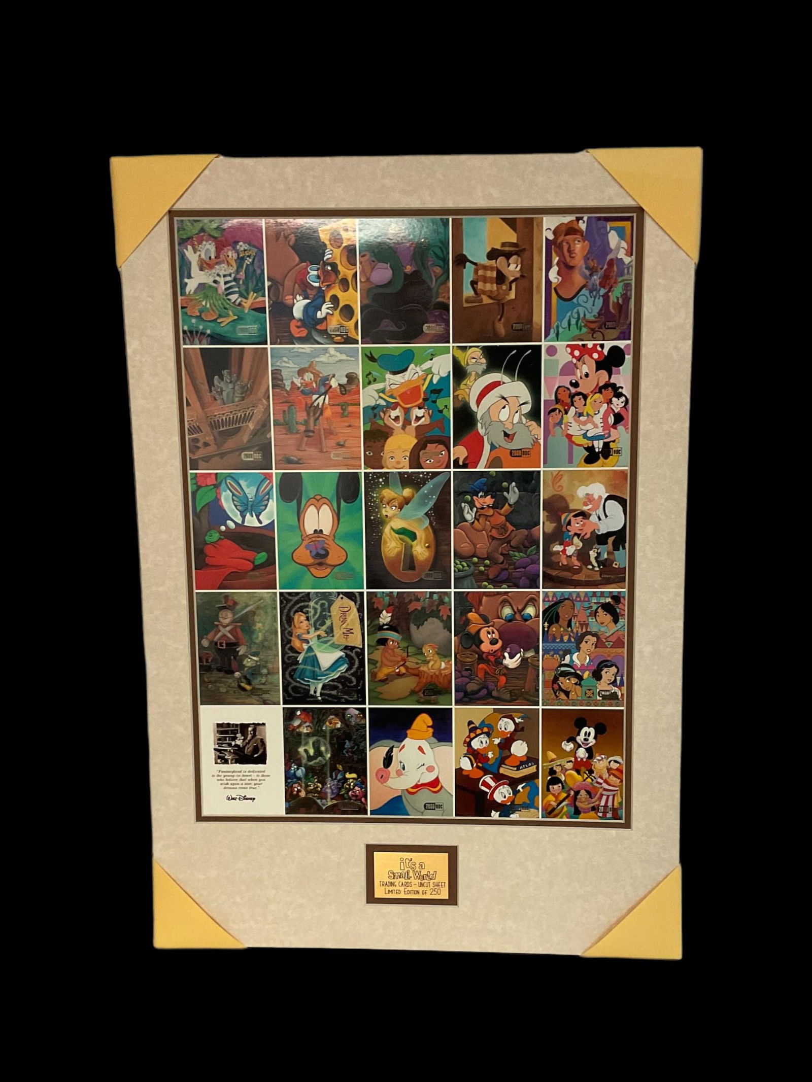 Disney It's a Small World Trading Cards Uncut Sheet Limited Edition of 250 Unframed in Mat with COA (1 of 13)