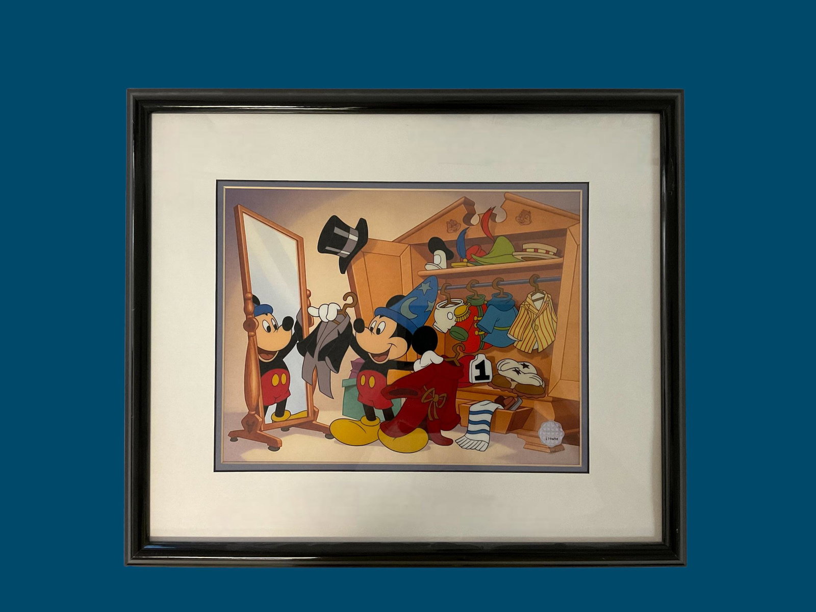 Mickey Mouse Limited Edition Sericel "Changing of the Garb" Edition of 2,000 with COA: Mickey Mouse Limited Edition Sericel "Changing of the Garb" Edition of 2,000, with Certificate of Authenticity, Frame measures 20 1/2" x 17 1/2", Image measures 13" x 10", Condition very good, see pho