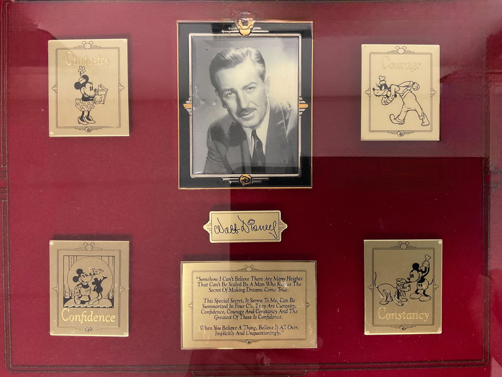 Walt Disney Limited Edition Pin Trading Set Framed 2002 Curiosity Courage Confidence Constancy (1 of 5)