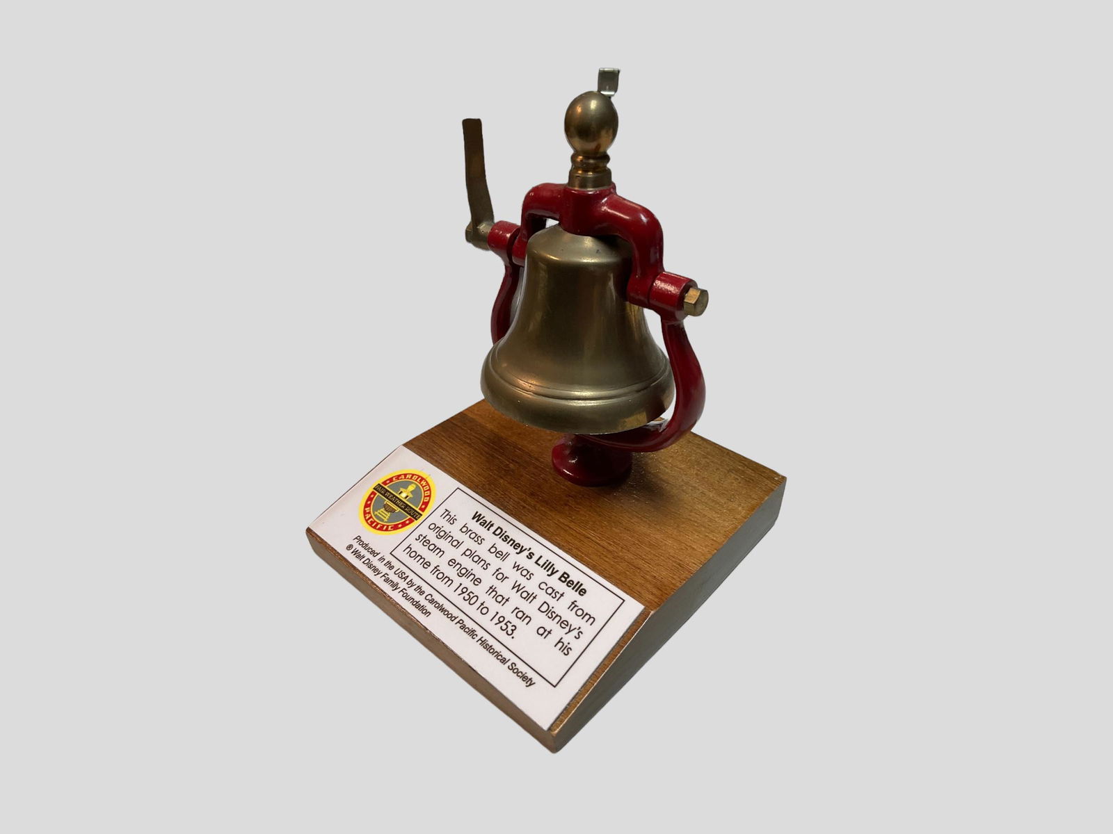 Walt Disney Lilly Belle Brass Bell Cast from Walt Disney's Steam Engine Carolwood Pacific Signed (1 of 7)