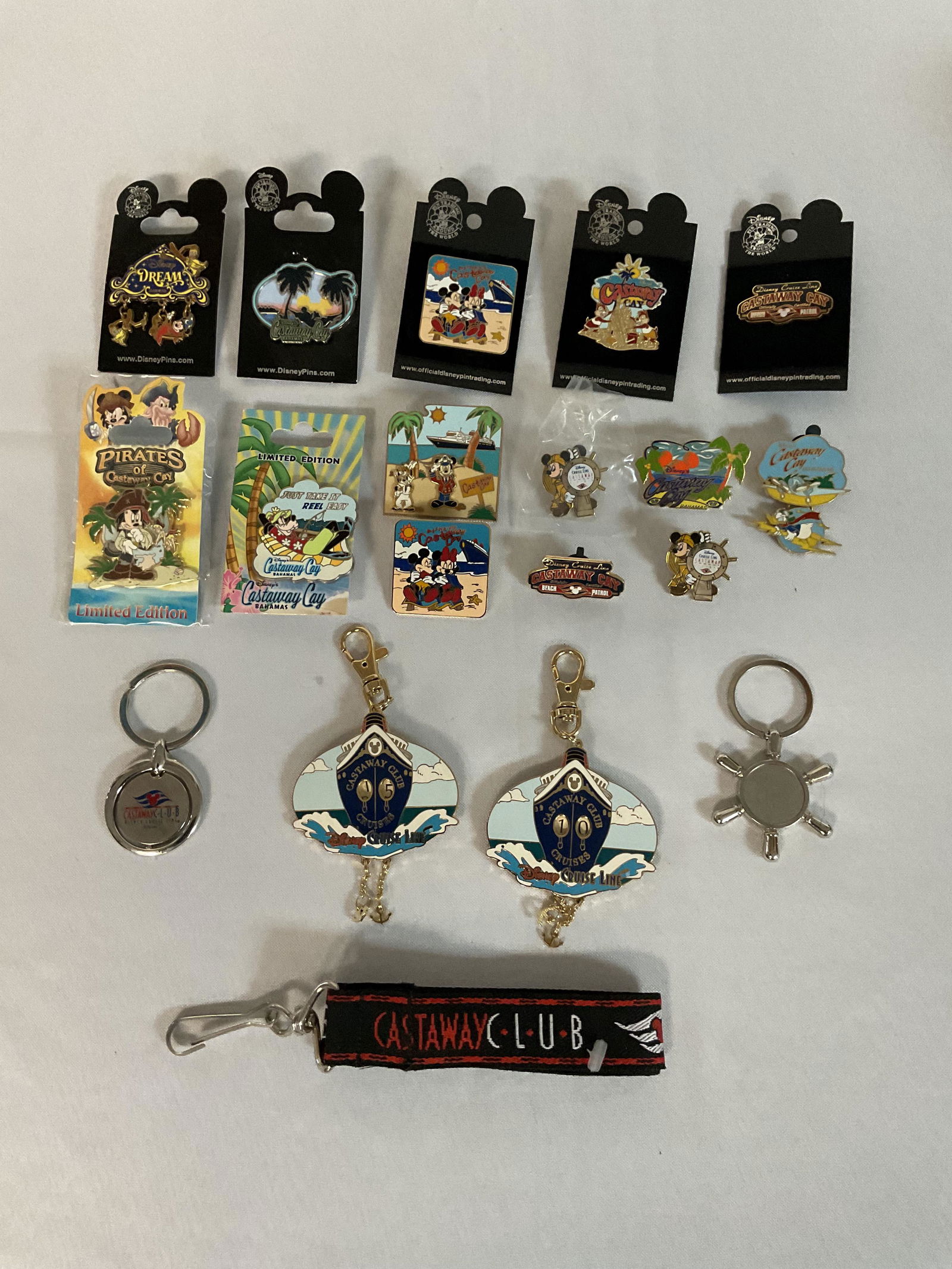 Disney Castaway Cay Cruise Line Trading Pins Collection of 14 Pins and 4 Keychains (1 of 7)